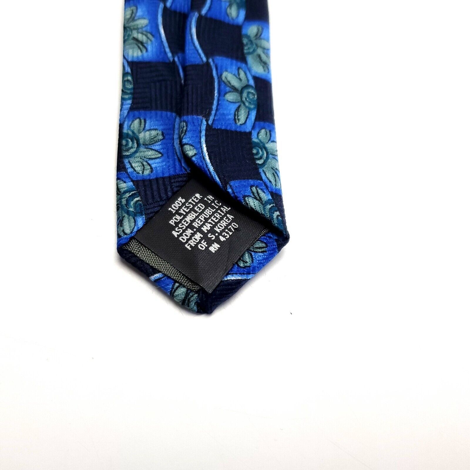 Designer Ketch Polyester Blue Geometric Floral Short Wide Tie Size ONE SIZE - 4 Thumbnail