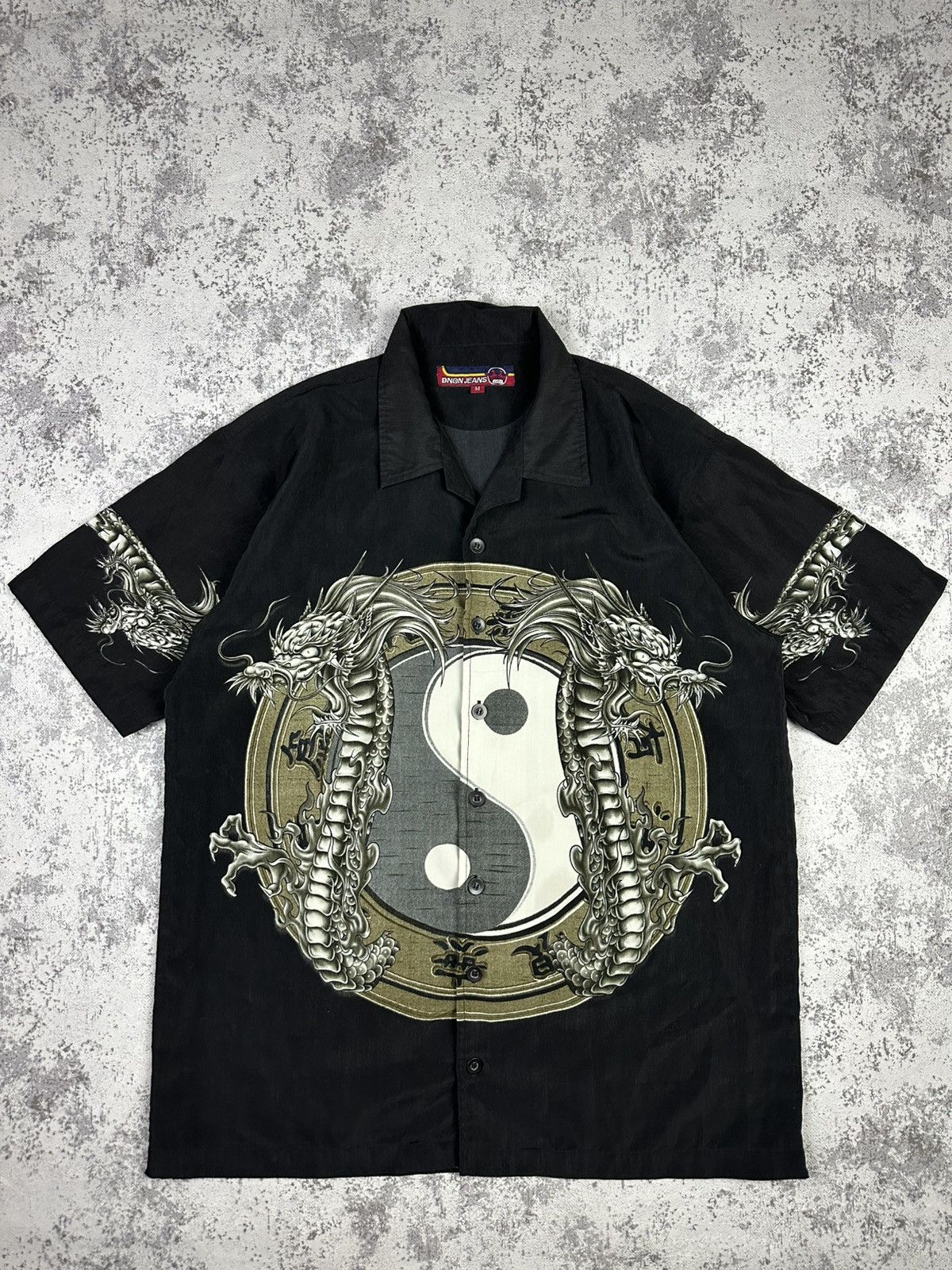 Japanese Brand Vintage Shirt Dragon Yin Yang Martial Arts Button-Up Size US M / EU 48-50 / 2 - 1 Thumbnail