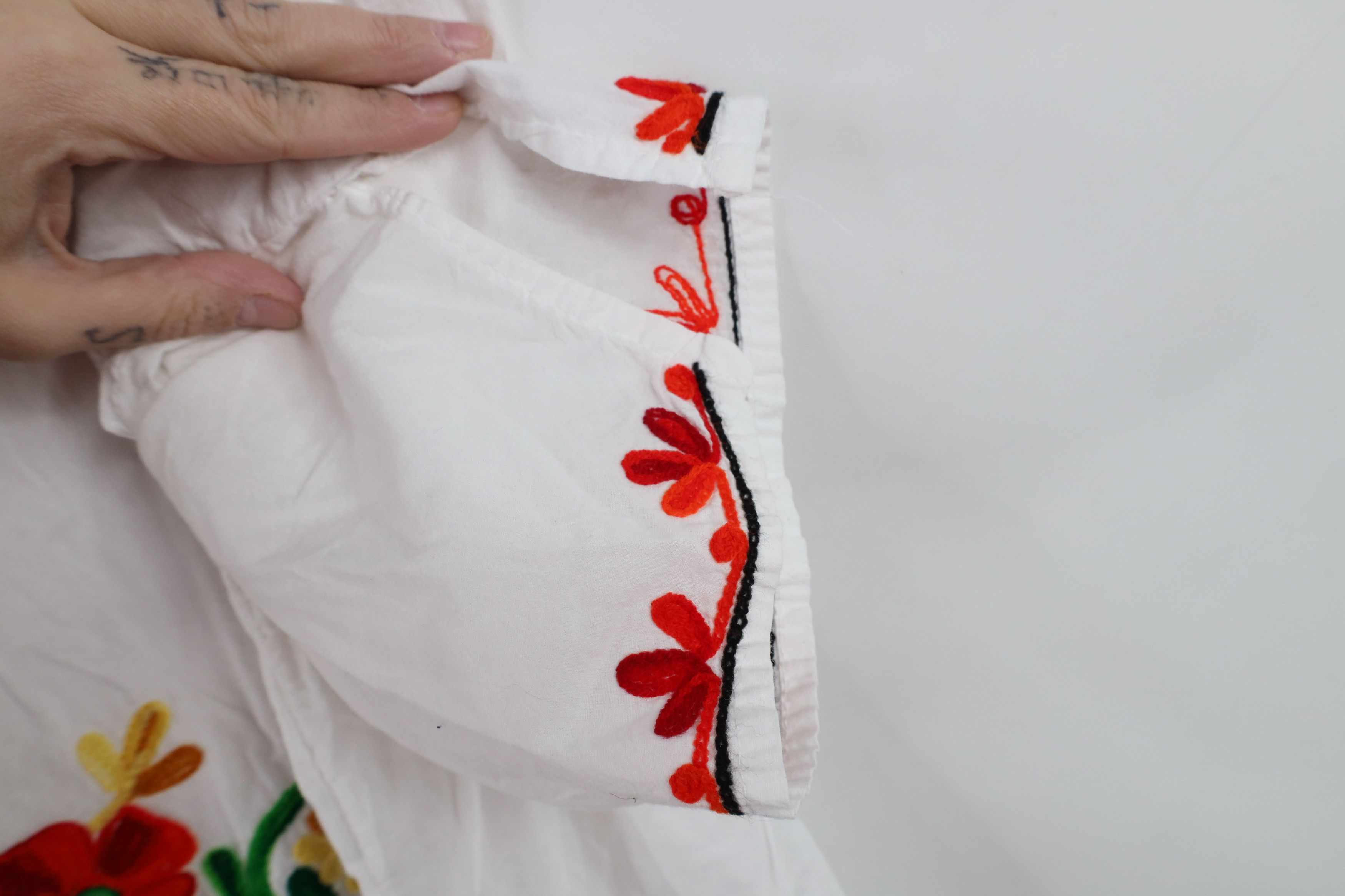 Vintage Vintage 90s Boho Chic Embroidered Blouse Top Hippy White Size XXL / US 16-18 / IT 52-54 - 9 Thumbnail