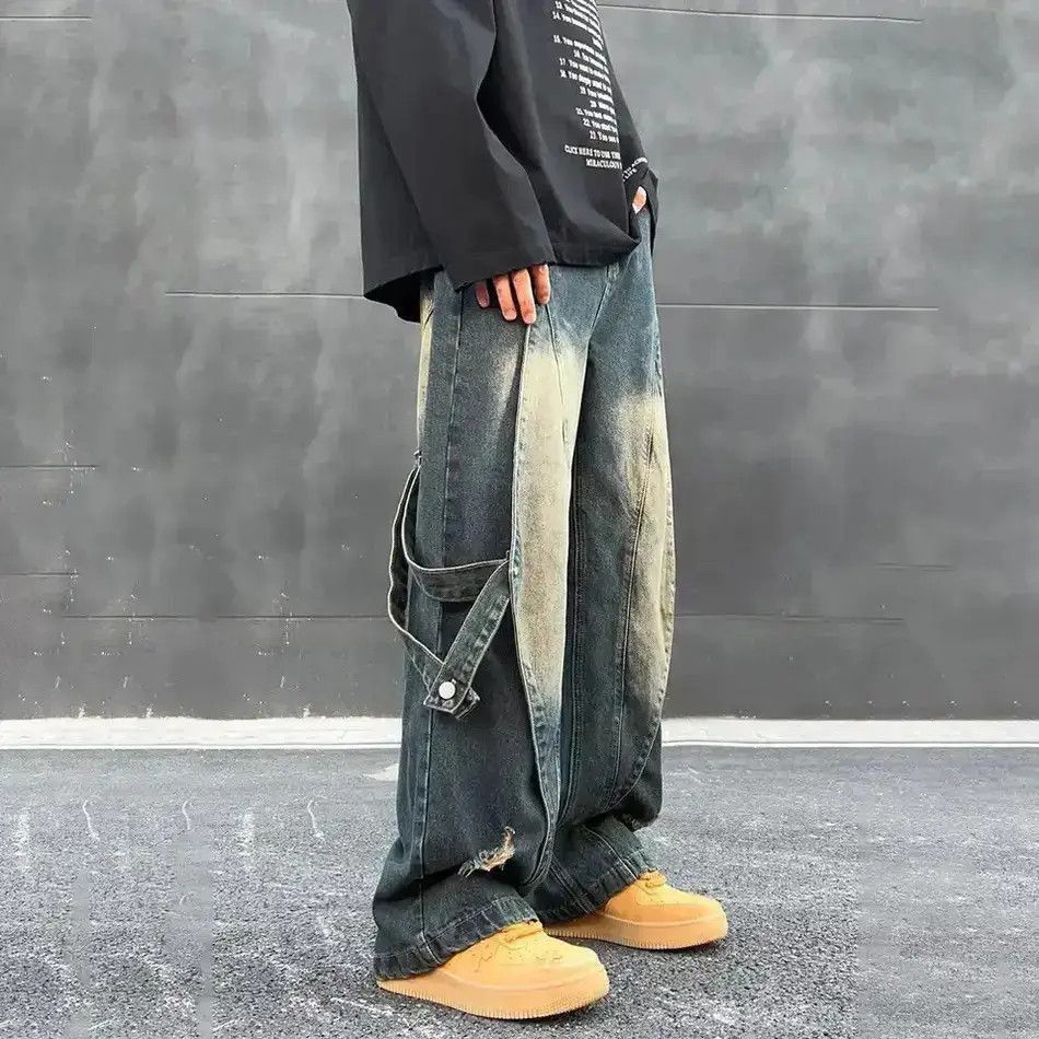 Japanese Brand Baggy Jeans Men Streetwear Original Wide Leg Trousers Casual Size US 32 / EU 48 - 5 Thumbnail