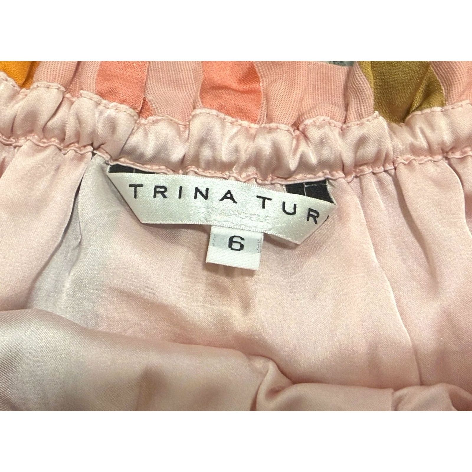 Trina Turk Trina Turk Dress Womens 6 Pink Italian Cabana Striped Linen Blend Off The Shoulder Size M / US 6-8 / IT 42-44 - 4 Thumbnail