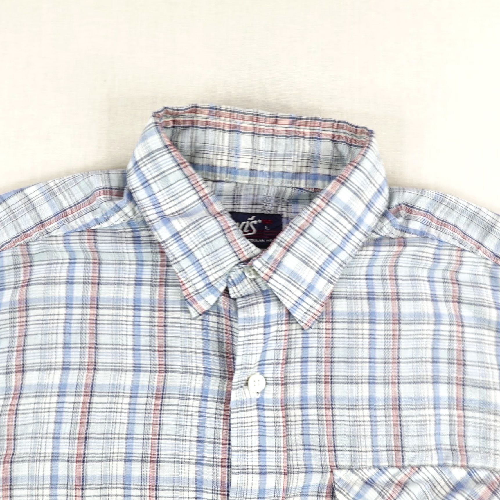 Levi's VINTAGE Levi's Shirt Mens Large Blue Red Plaid Button-Up White Tab Casual 80s Size US L / EU 52-54 / 3 - 2 Thumbnail