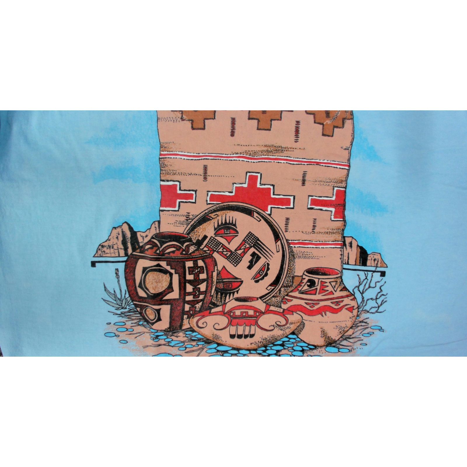 Vintage Vintage 90s Sun Faded Single Stitch Southwestern Pottery Tee Size US L / EU 52-54 / 3 - 10 Thumbnail