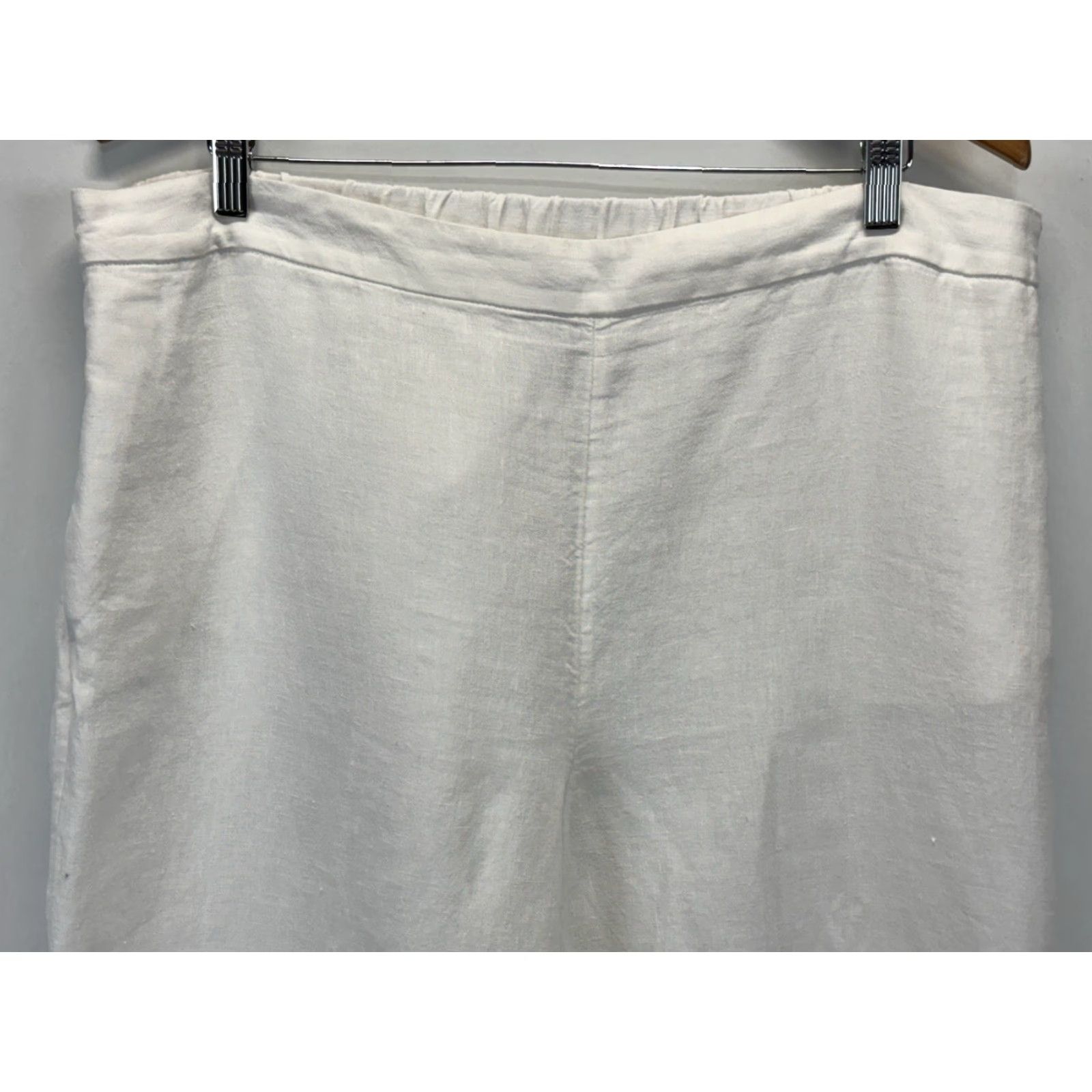 Vintage VINTAGE Chico's Linen Crop Pants Beach White XL Regular Women Pants Linen Pull On Button Closure Tapered Cropped Comfort Size XL Women Size 40" / US 18 - 2 Thumbnail