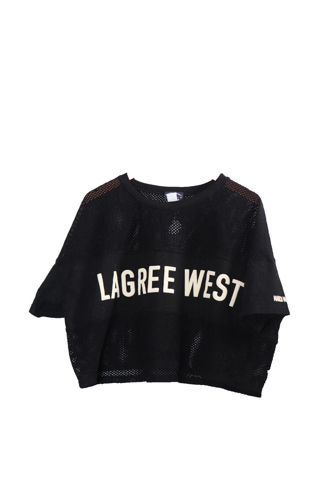 Designer Lagree West Women Medium Black Crop Top Spirit Jersey NWT Size M / US 6-8 / IT 42-44 - 2 Thumbnail