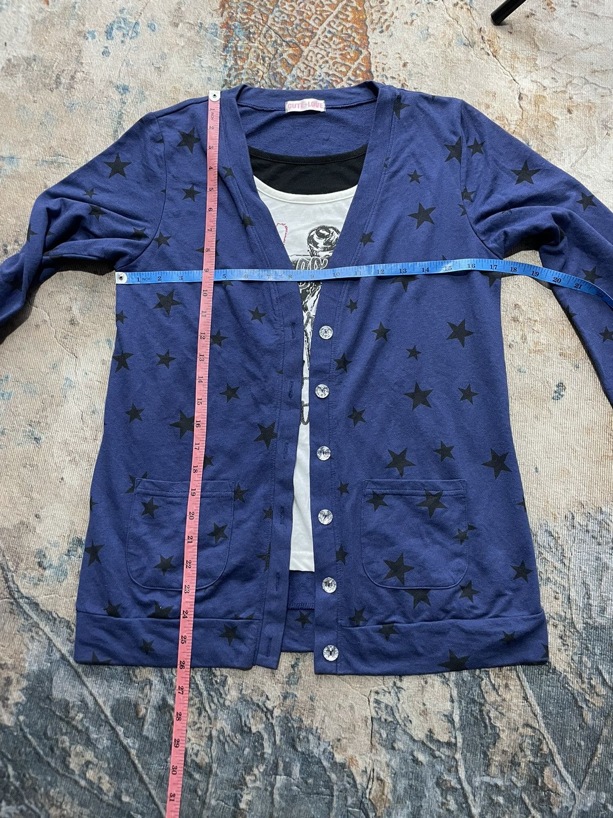 KMRii Japanese CUTE LOVE Cardigan Double Layer G Kurtcobain style Size US M / EU 48-50 / 2 - 8 Thumbnail