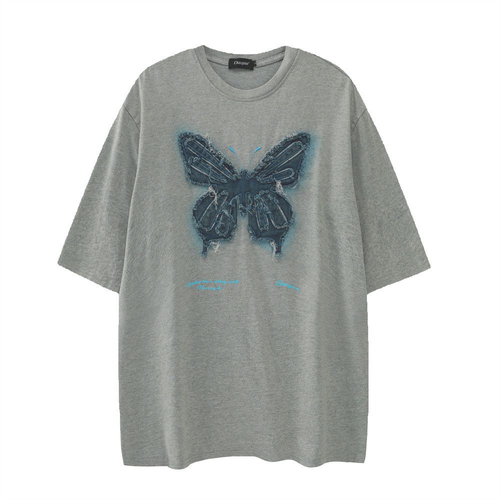 Japanese Brand × Vintage Vintage washed butterfly embroidery casual cotton tee Size US L / EU 52-54 / 3 - 1 Thumbnail