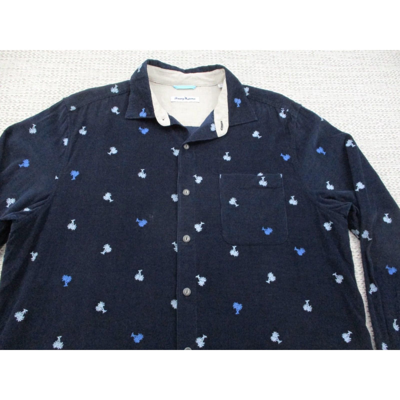 Tommy Bahama Tommy Bahama Corduroy Shirt Mens Large Navy Blue Palm Tree Embroidered Casual Size US L / EU 52-54 / 3 - 4 Thumbnail