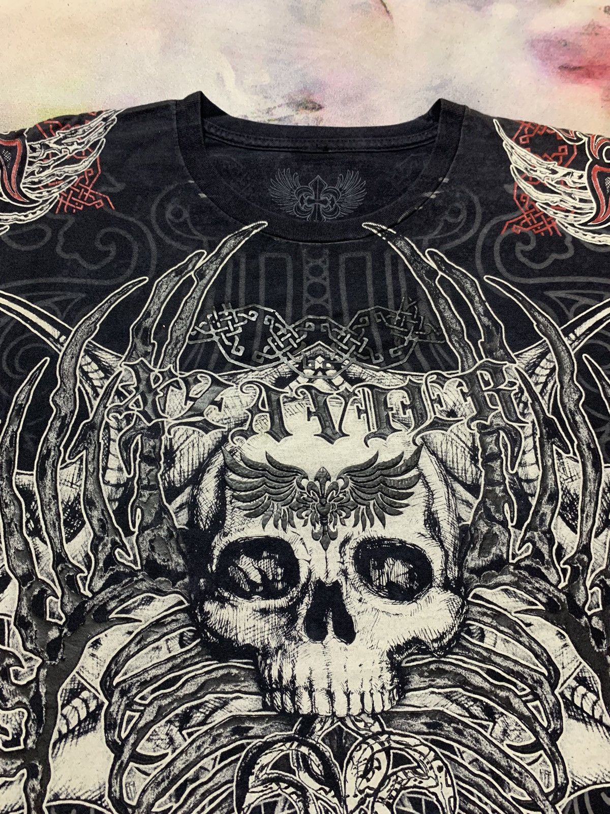 Affliction Xzavier Goth Grunge Graphic Skull MMA Archaic Size US M / EU 48-50 / 2 - 3 Thumbnail