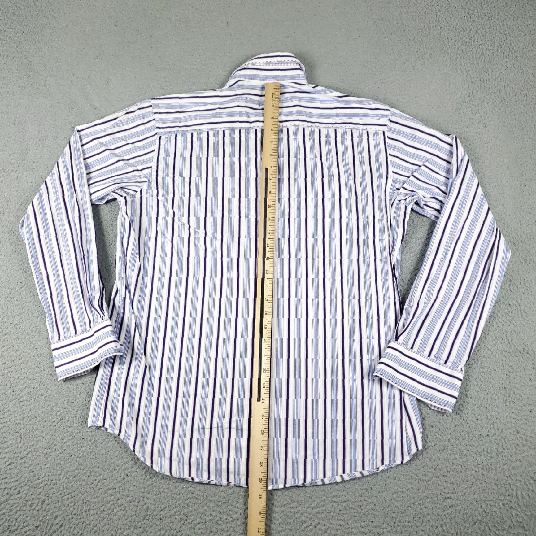 BUGATCHI Bugatchi Uomo Shirt Mens Medium Purple Striped Button-Up Long Sleeve Cotton Pocket Collared Regular Fit Size US M / EU 48-50 / 2 - 7 Thumbnail