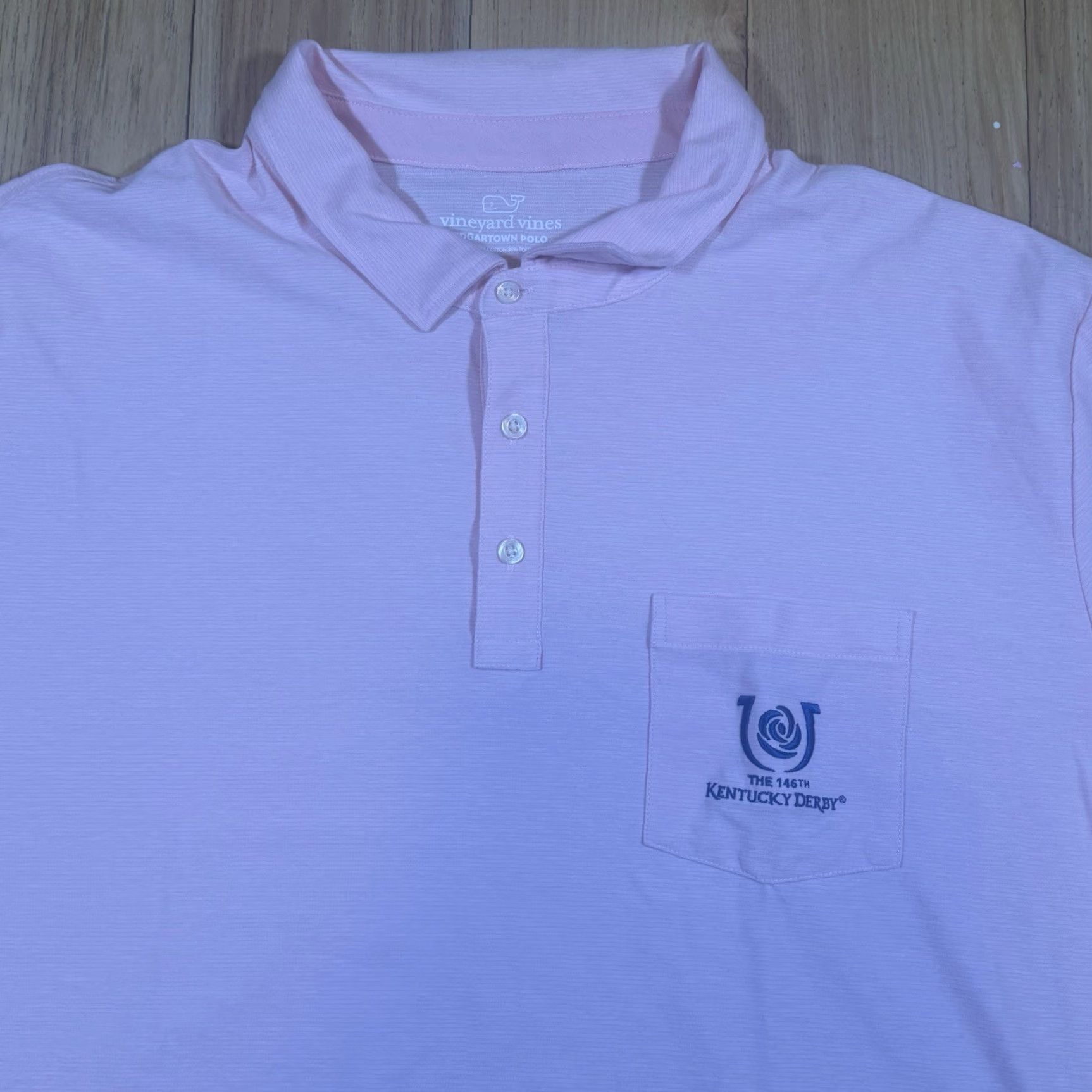 Vineyard Vines Vineyard Vines Edgartown Polo Shirt Mens 2XL Pink Derby Horse Whale Striped Short Sleeve Polo 2XL Mens Pink Derby Horse Whale Size US XXL / EU 58 / 5 - 2 Thumbnail