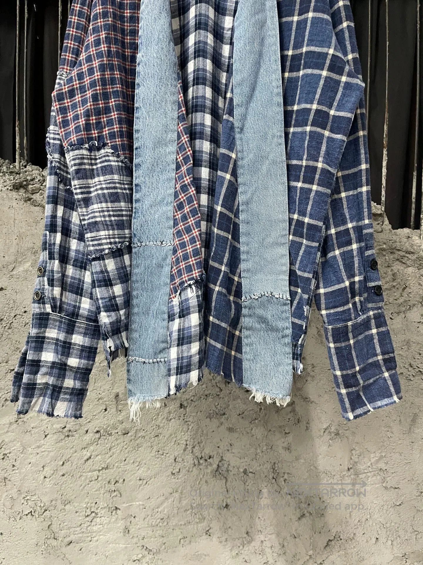 Greg Lauren Blue Patchwork Plaid Button-Up Shirt Size L. Size US L / EU 52-54 / 3 - 4 Thumbnail
