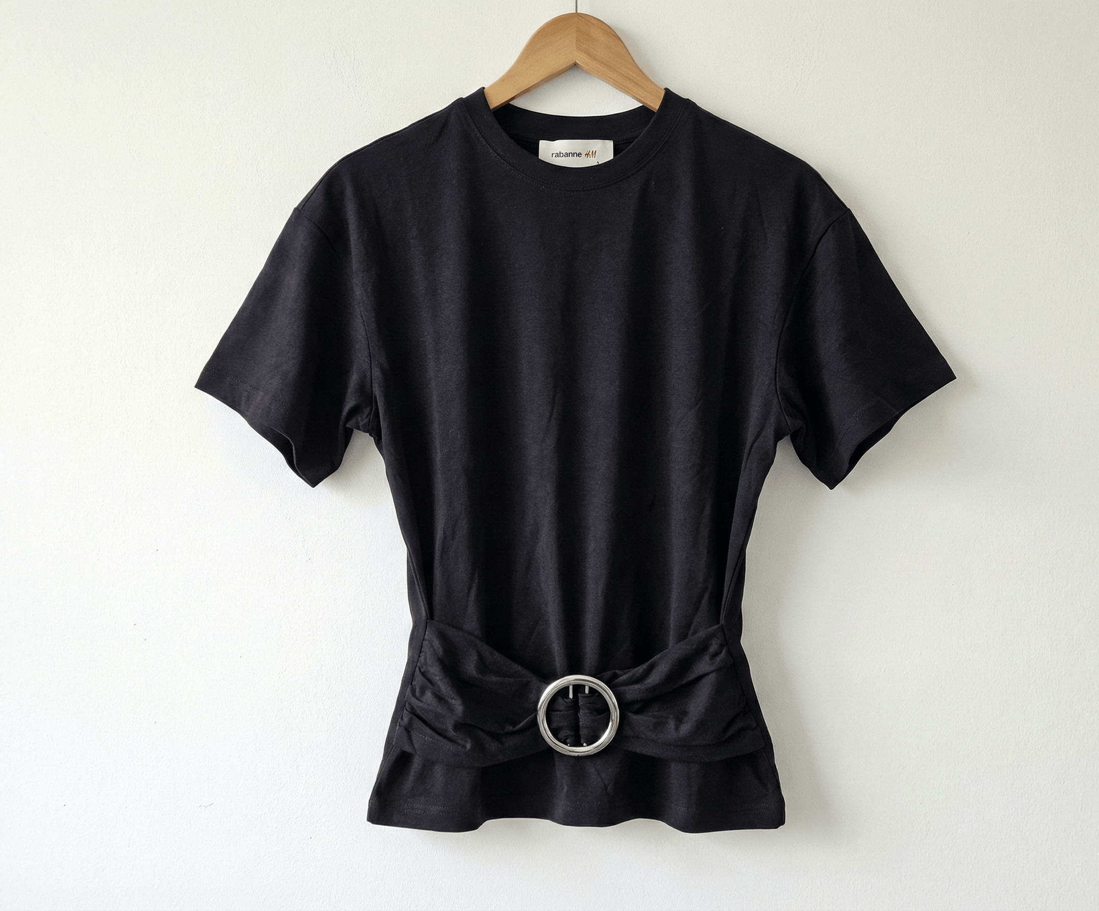 H&M × Paco Rabanne Rabanne H&M Belted Top Size S Black Crew Neck 2023 Collab Size S / US 4 / IT 40 - 1 Thumbnail