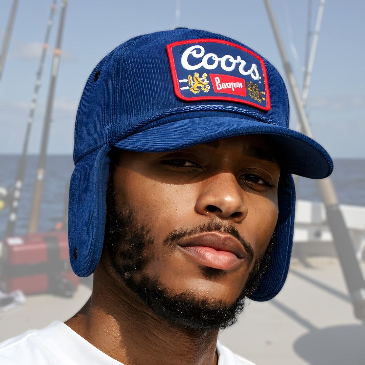 Mad Engine Mad Engine Coors Banquet Mens Blue Corduroy Trapper Hat OS Size ONE SIZE - 2 Thumbnail