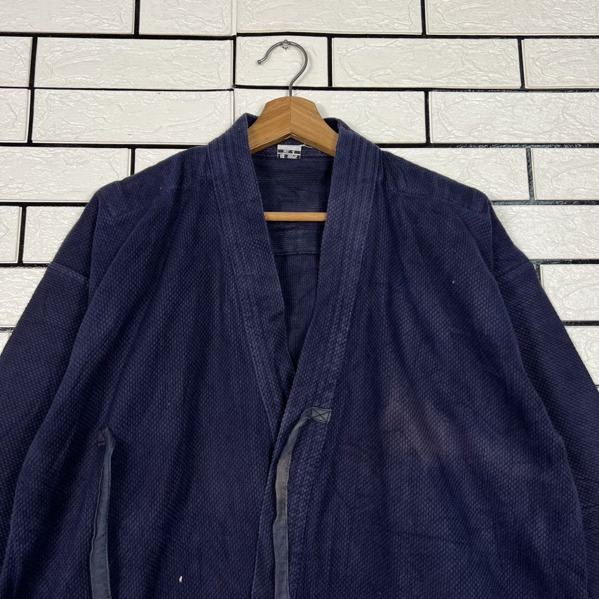 Vintage Japan Indigo Blue Sashiko Thick Weave Kimono #4154-C190 Size US L / EU 52-54 / 3 - 2 Thumbnail