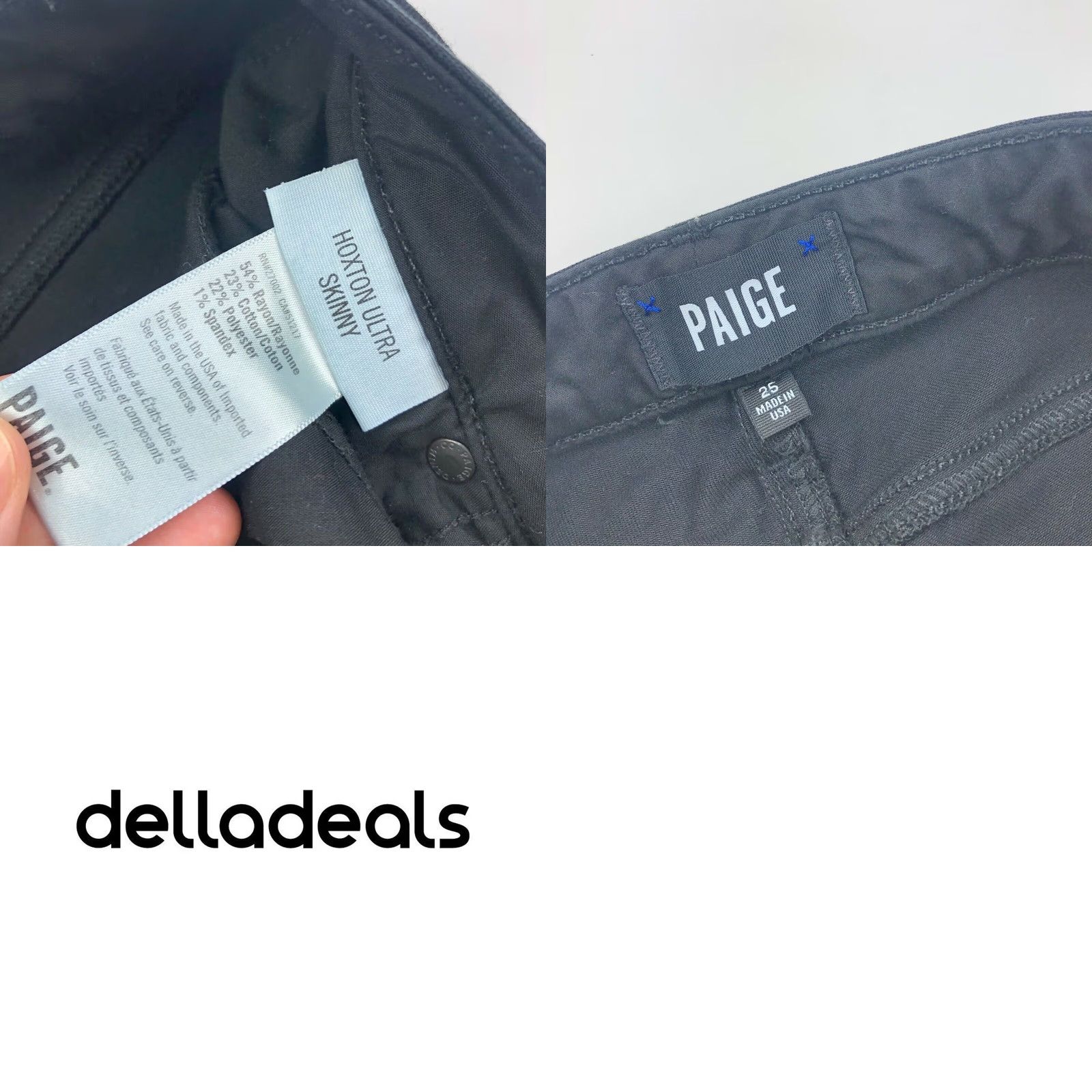 Paige Paige Hoxton Ultra Skinny 25 Jeans Black Denim Zip Raw Hem Women 25 in Inseam 25 in Slim Straight Vintage No 25W 25L Regular Size Pants Size 42" / US 20 - 8 Thumbnail
