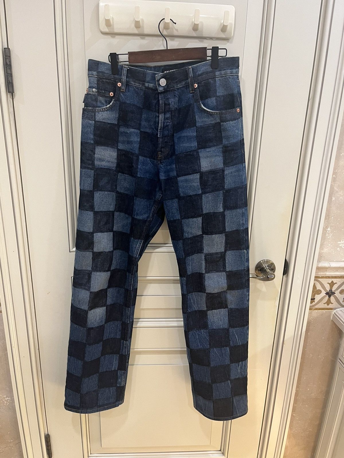Balenciaga Checkerboard Paris Fit Sharpie Ombre Jeans Size US 30 / EU 46 - 3 Thumbnail