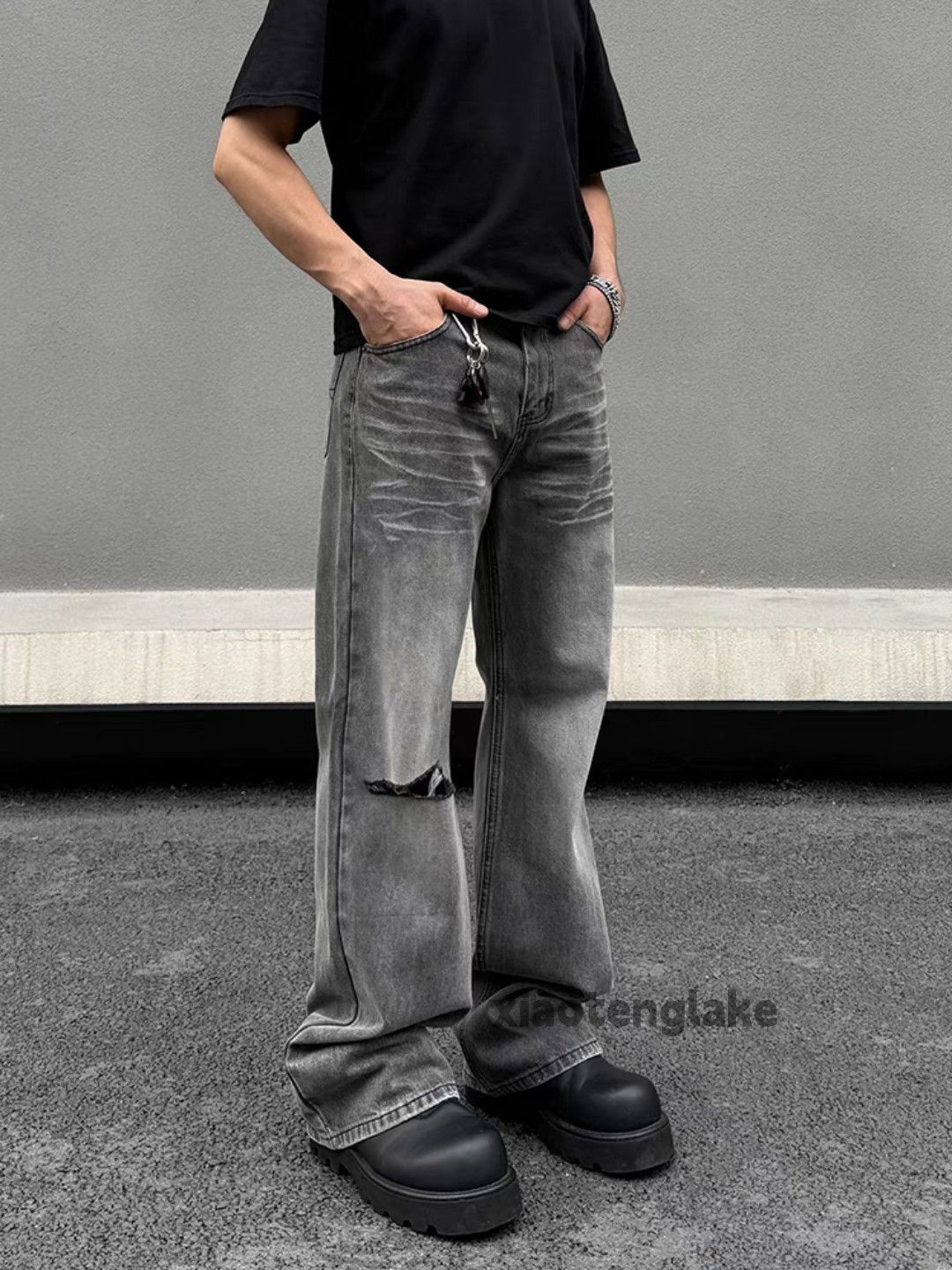 Jean × Vintage washed faded loose baggy ripped damaged jeans Size US 28 / EU 44 - 1 Thumbnail
