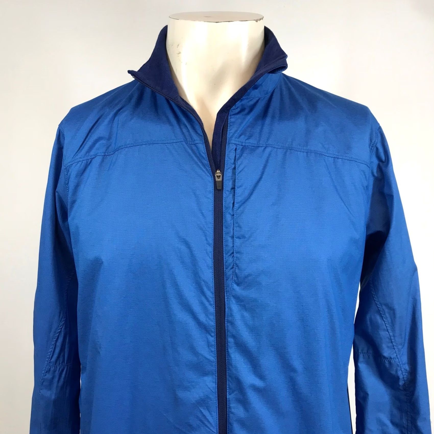 Vintage Ibex Mens Full Zip Windbreaker Jacket Blue Reflective Mock Neck Size M Size US M / EU 48-50 / 2 - 2 Thumbnail