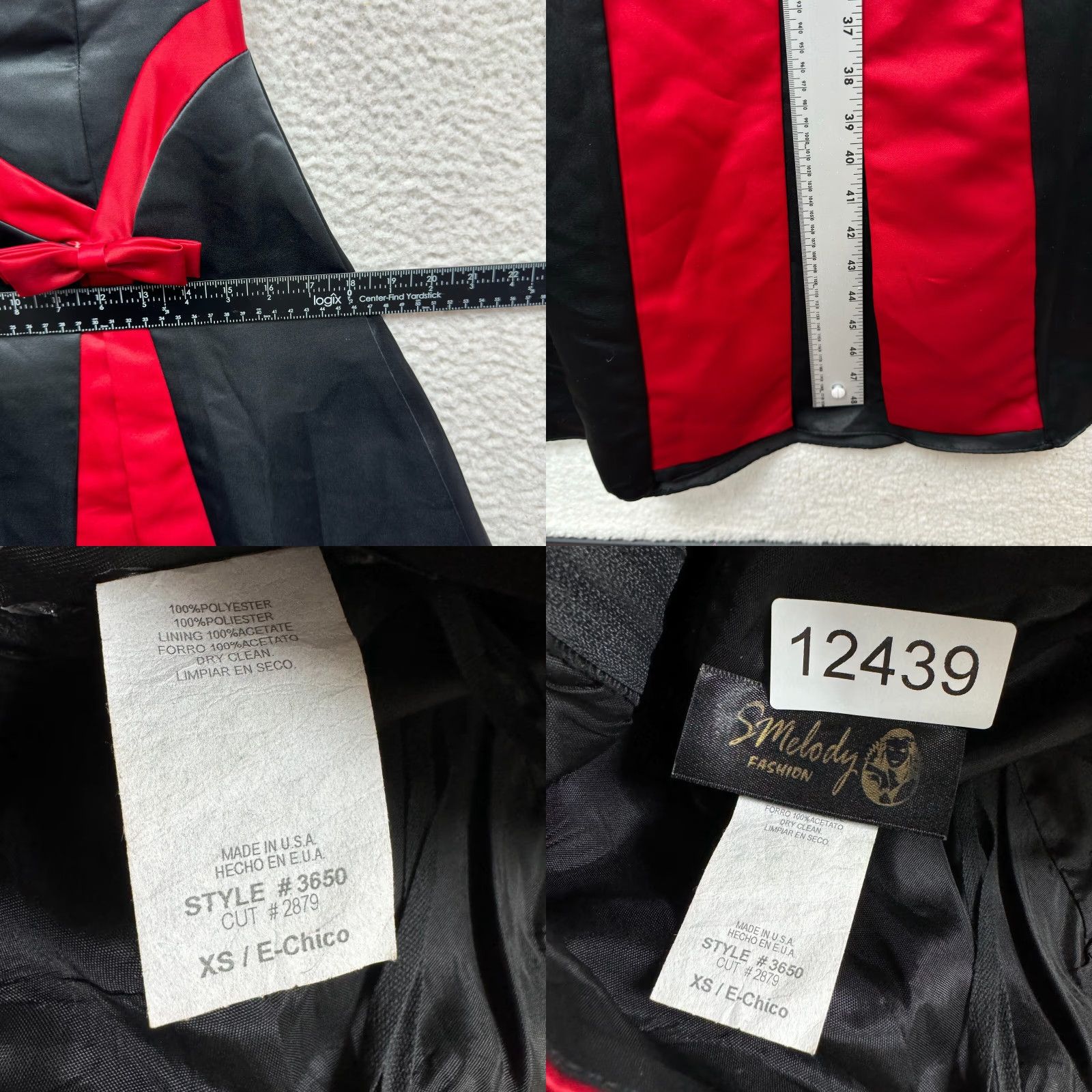 Vintage VINTAGE 90s Y2K Prom Dress Ball Gown Satin Black Red Strapless Goth Vampire XS Small Womens Size XS / US 0-2 / IT 36-38 - 9 Thumbnail