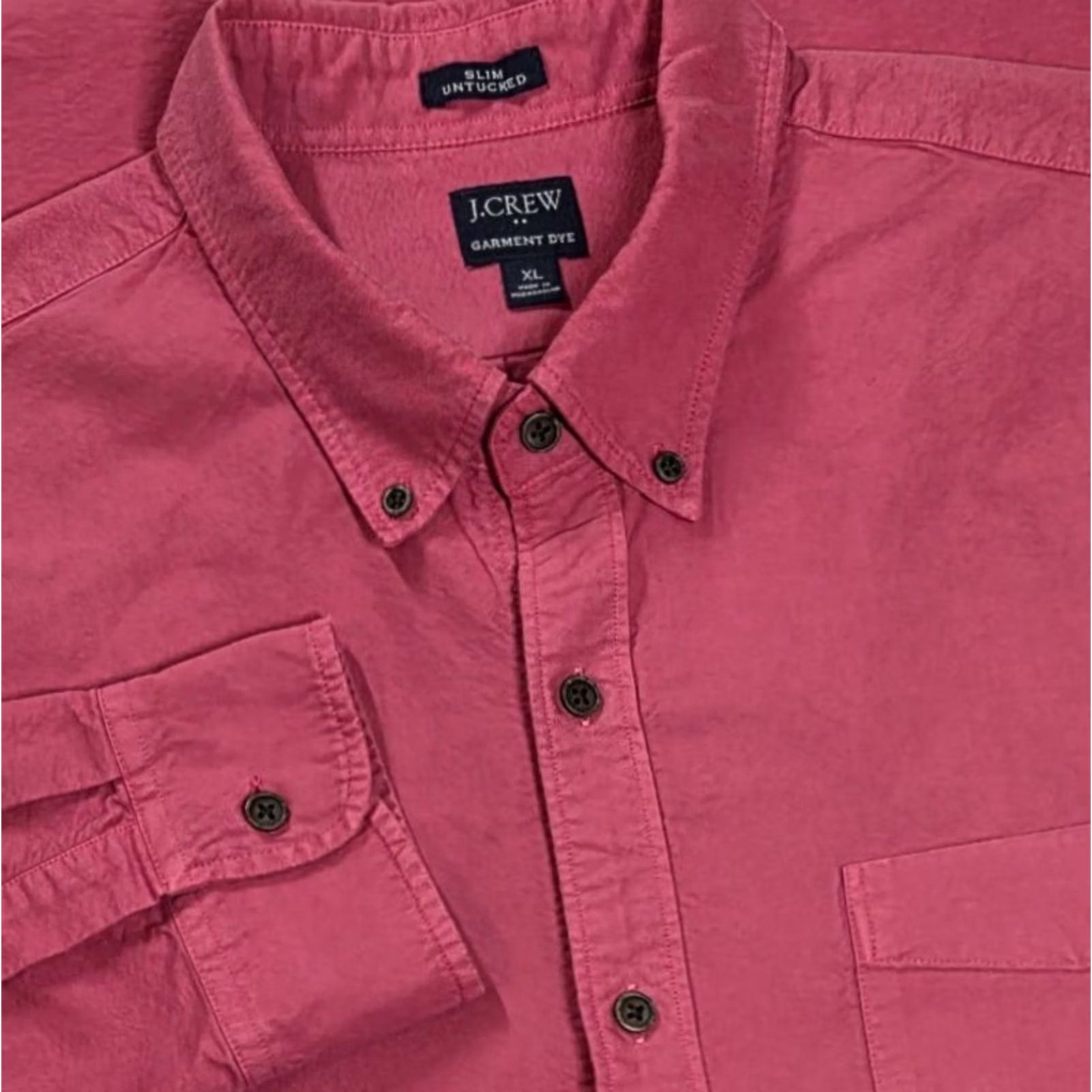 J.Crew J. Crew Men Button-Up Oxford Coral Garment Dyed Shirt Long Sleeve XL Slim Untuck Shirt Size US XL / EU 56 / 4 - 2 Thumbnail
