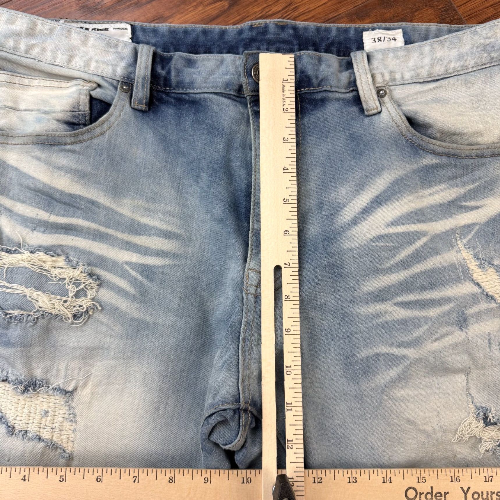 Vintage Smoke Rise Jeans Men 38 Straight Distressed Stretch Casual Moto Acid Wash Grunge Denim Jeans Mens 38x34 Spring 90s Style Size US 38 / EU 54 - 4 Thumbnail