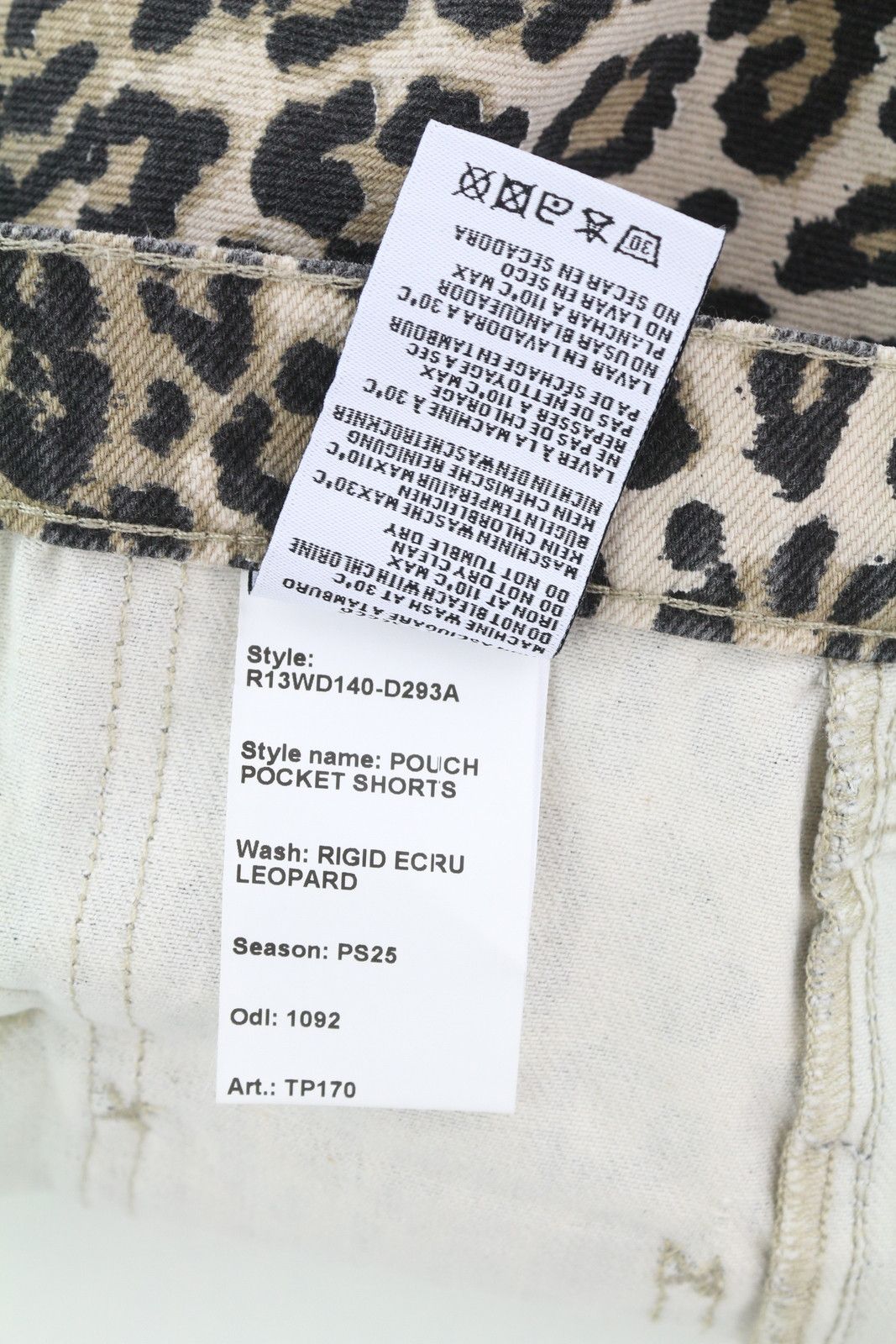 R13 POUCH POCKET 24 Denim Rigid Leopard Turn-Up Shorts 85097 Size 24" / US 00 / IT 34 - 10 Thumbnail