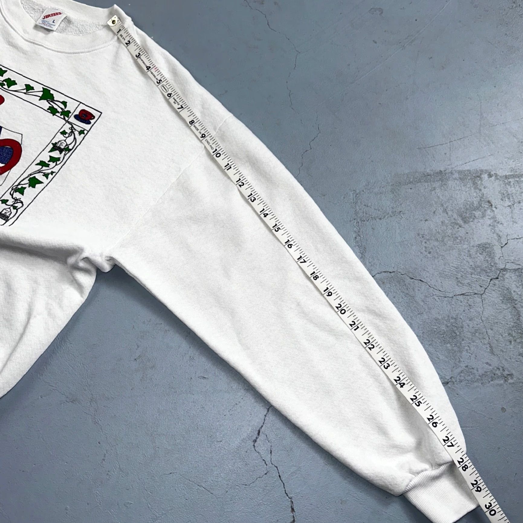 Jerzees VINTAGE Jerzees Sweatshirt Crew Neck L White 90s Autumn Fall Halloween College Sports Mens Large Graphic Print Size US L / EU 52-54 / 3 - 6 Thumbnail