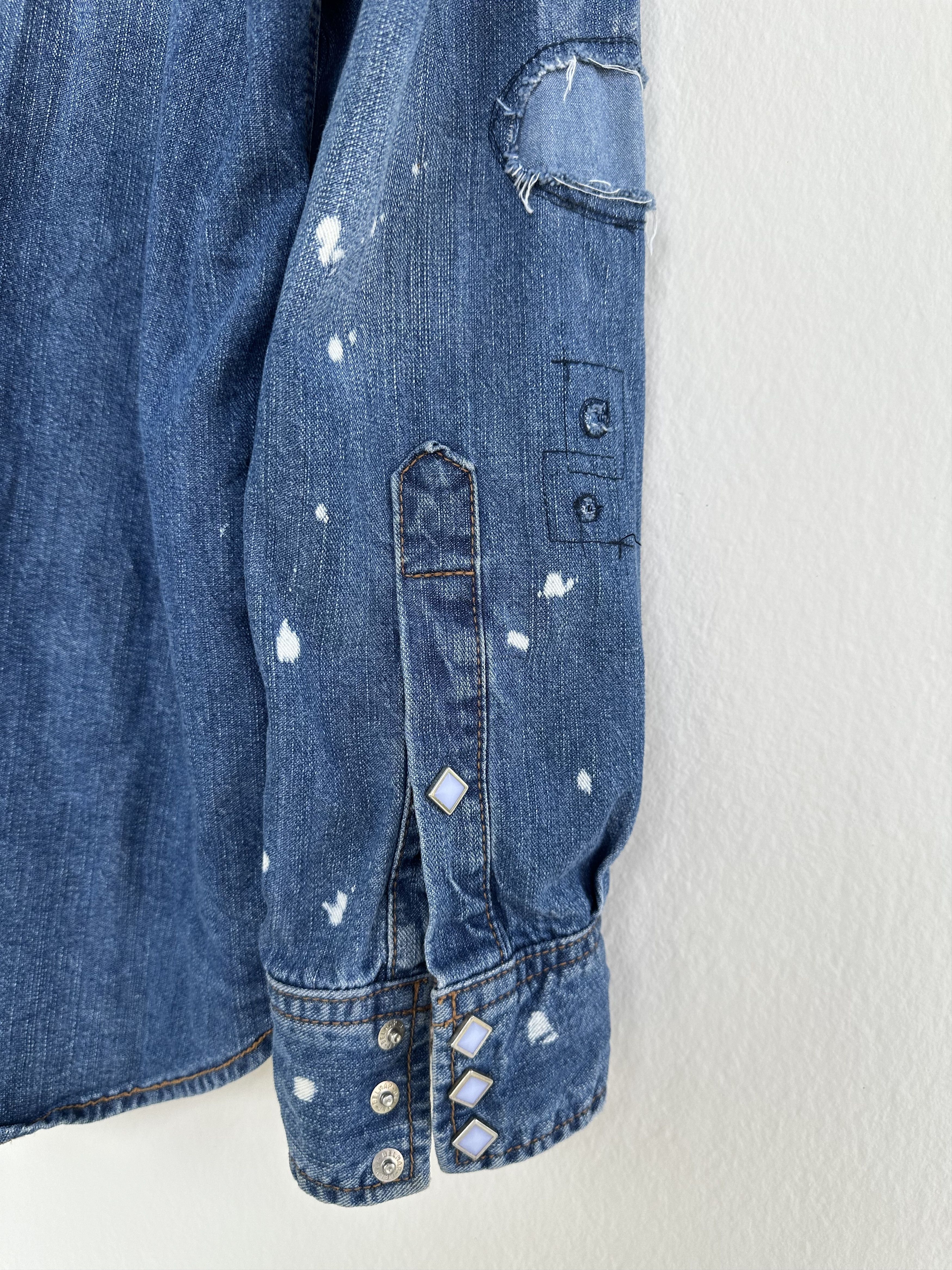 Takeo Kikuchi Vintage TK Paint Splatter Patchwork Western Shirt Size US L / EU 52-54 / 3 - 11 Thumbnail