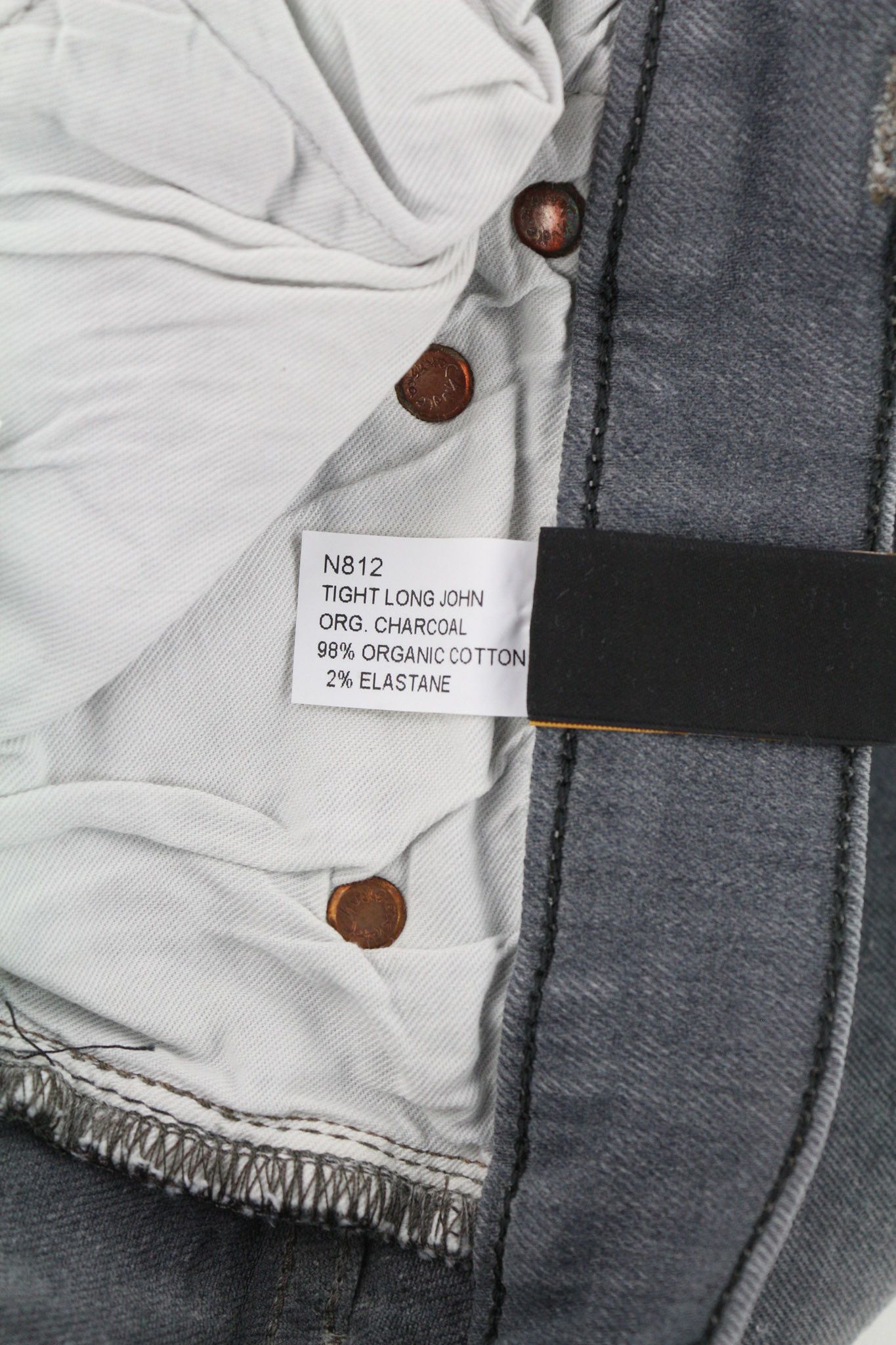 Nudie Jeans TIGHT LONG JOHN W31/L34 Organic Charcoal Logo Fit 80683 Size US 31 - 7 Thumbnail