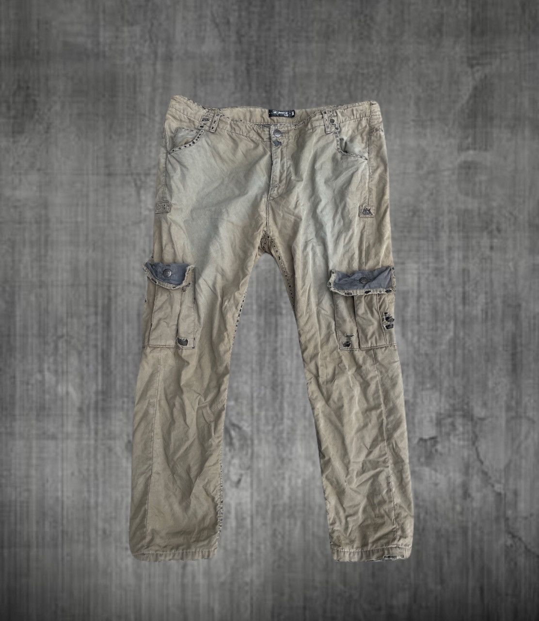 If Six Was Nine 2000s Japanese archive Distressed Design Cargo Pants Y2K Size US 33 - 1 Thumbnail