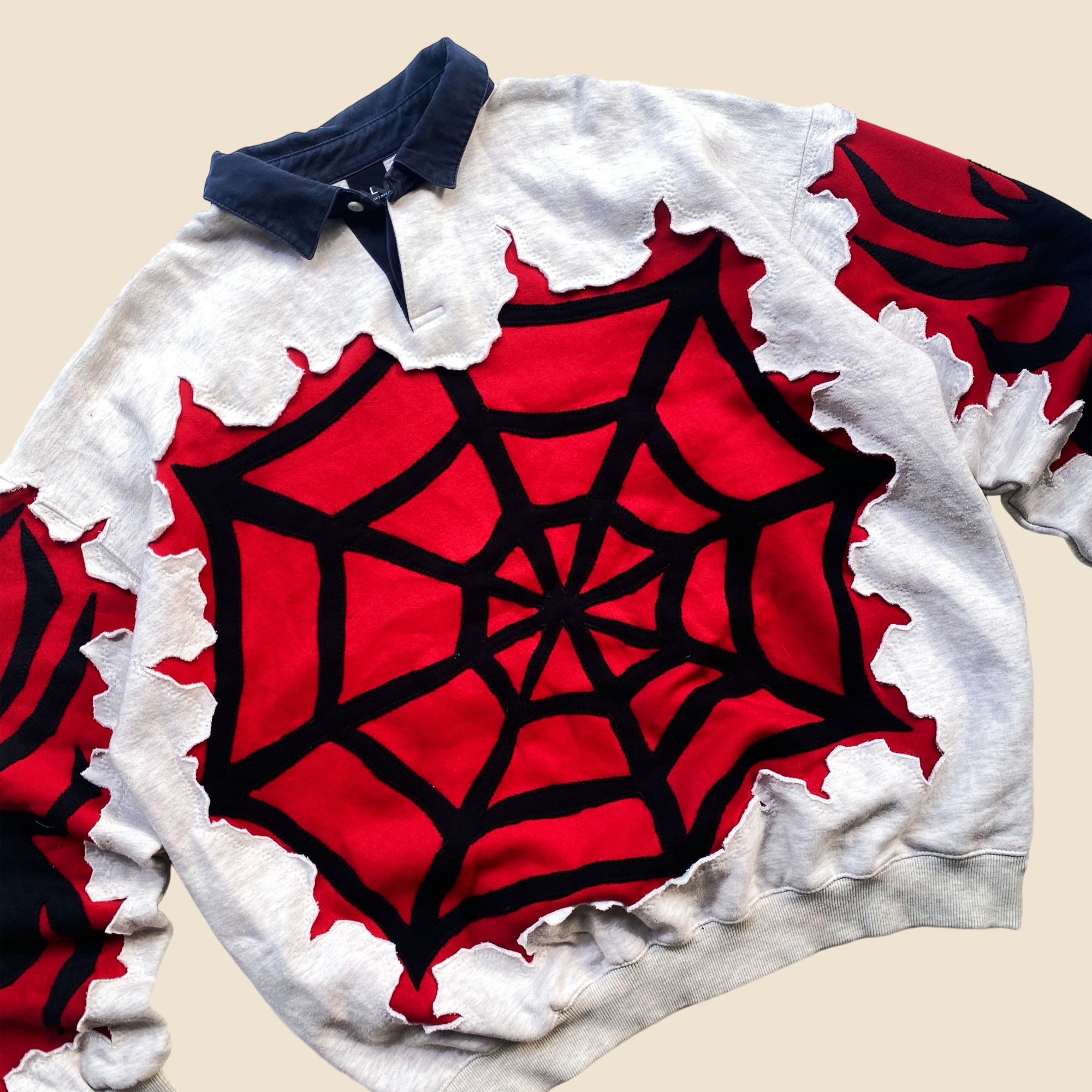 Handmade × Japanese Brand 1 OF 1 REWORKED SPIDERWEB CRACKED SWEATSHIRT SIZE L Size US L / EU 52-54 / 3 - 4 Thumbnail
