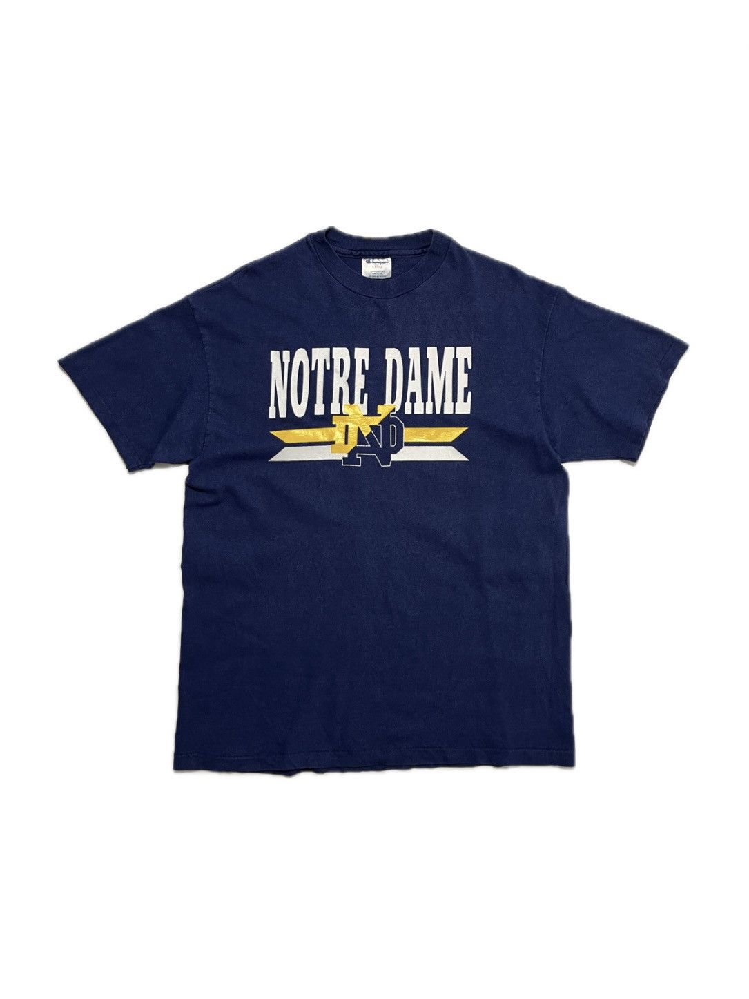 Champion Vintage 90s Champion NOTRE DAME college washed boxy tee Size US L / EU 52-54 / 3 - 1 Thumbnail
