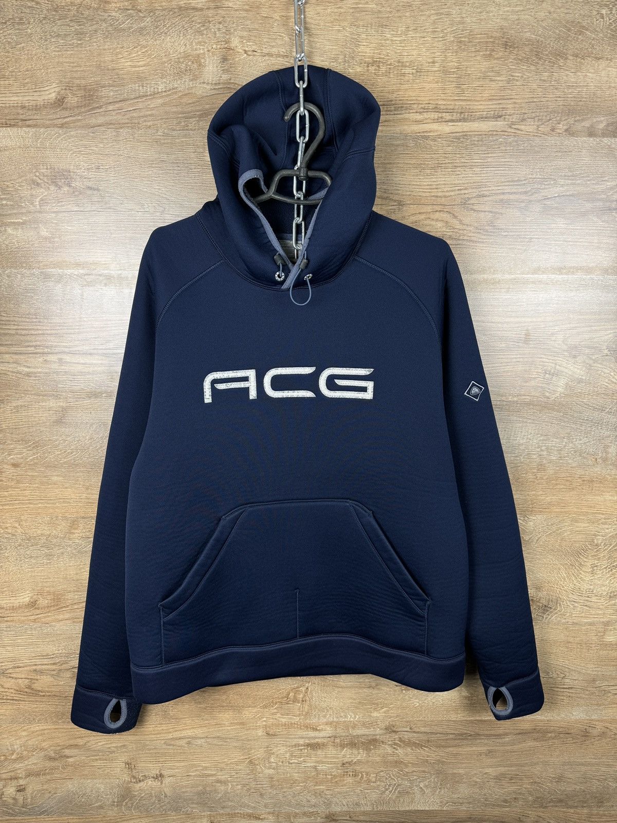 Nike × Nike ACG × Vintage Mens Vintage Nike ACG Spellout Scuba Hoodie y2k rare drill Size US L / EU 52-54 / 3 - 1 Thumbnail