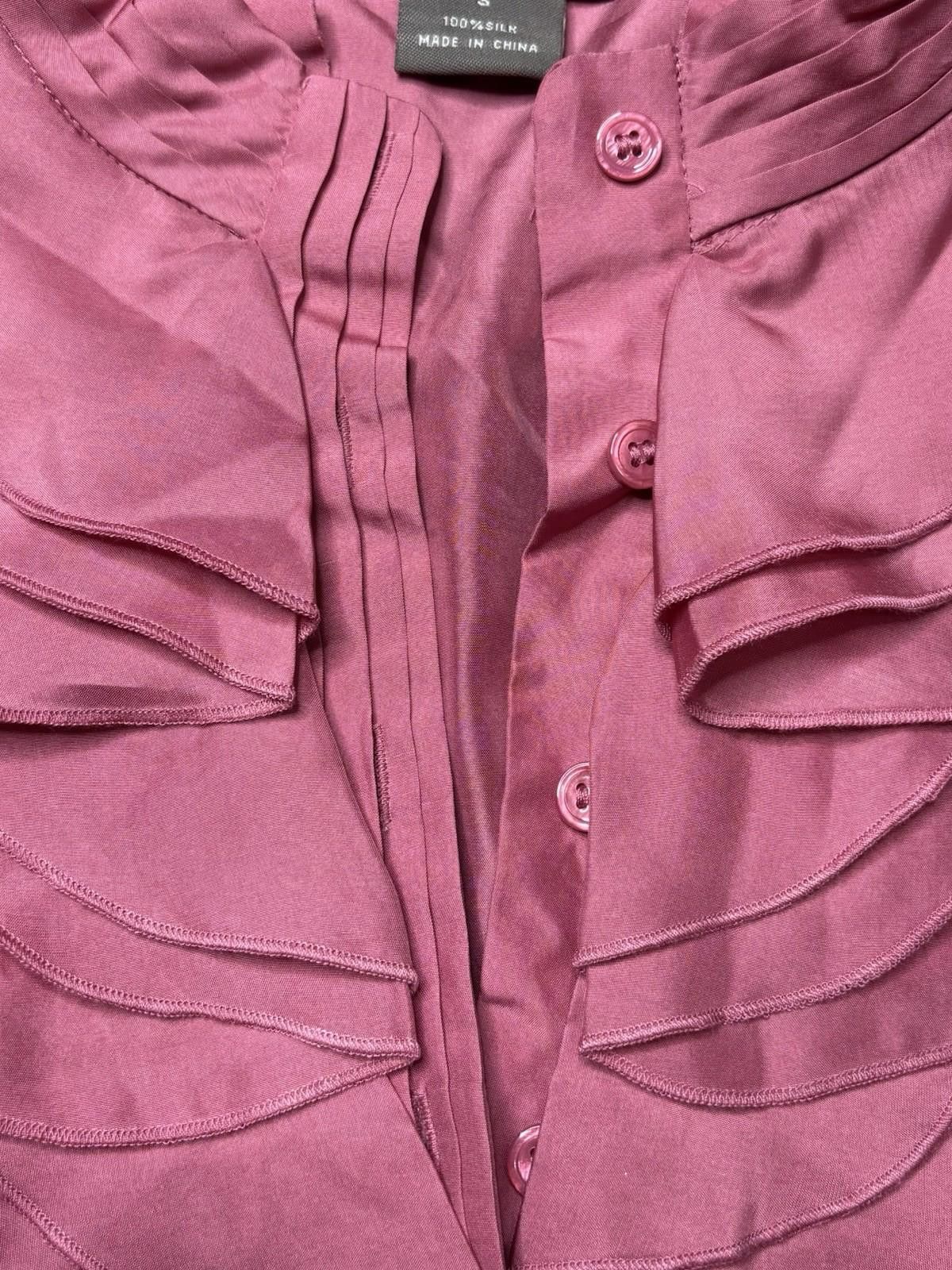 Kendrick Lamar Kenar Top Womens S Silk Ruffle Sleeveless Pink Oversized Size S / US 4 / IT 40 - 5 Thumbnail