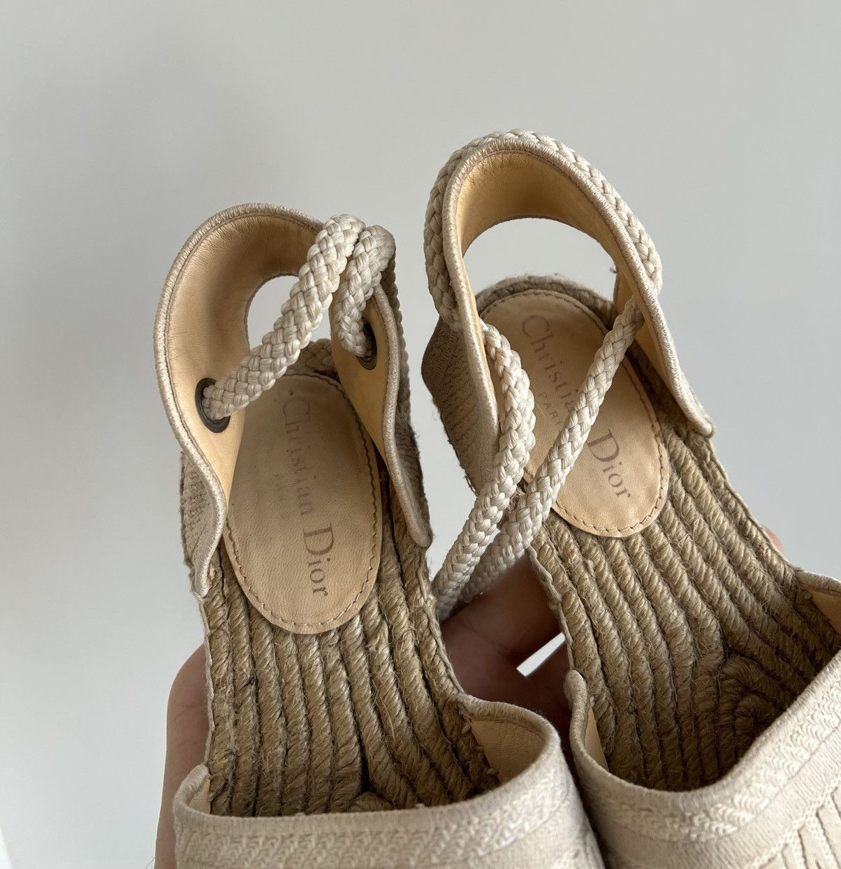 Christian Dior Monsieur × Dior Christian Dior Canvas Embroidered Beige Espadrilles Sandals Size US 10 / IT 40 - 5 Thumbnail