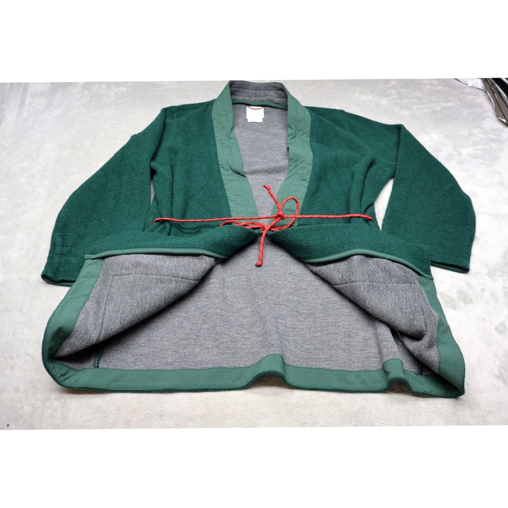Topo Designs Topo Designs Sweater Women Medium Green Wrap Wool Blend Open Front Modern Kimono Sleeve Pockets Belted Lined Open Front Cardigan Size M / US 6-8 / IT 42-44 - 3 Thumbnail