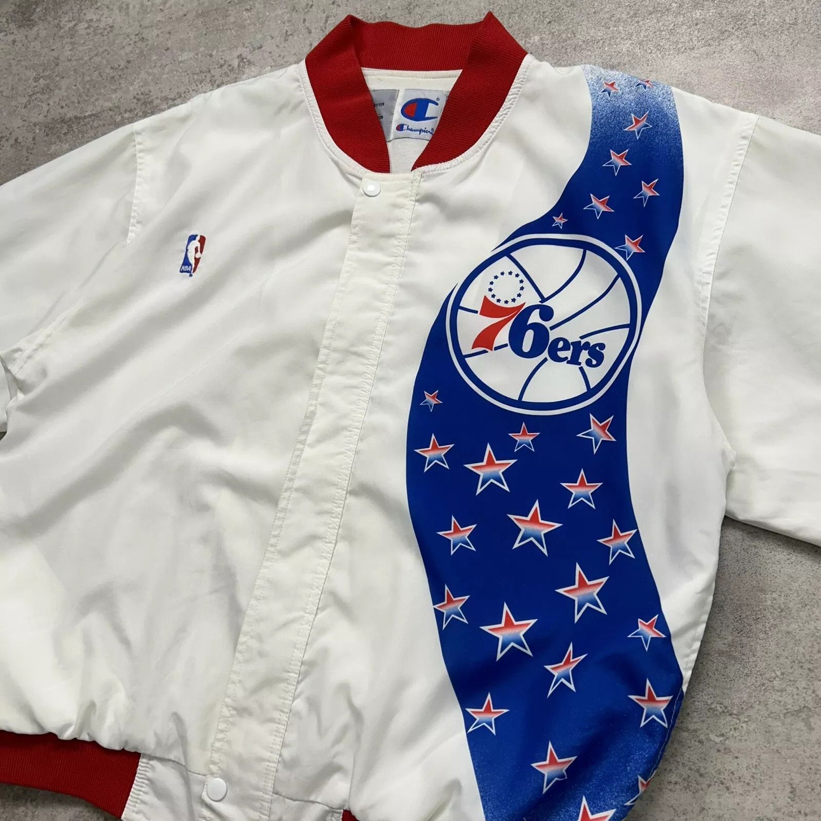 NBA × Vintage PHILADELPHIA 76ERS CHAMPION WARM UP SHOOTING JACKET SIZE L Size US L / EU 52-54 / 3 - 3 Thumbnail
