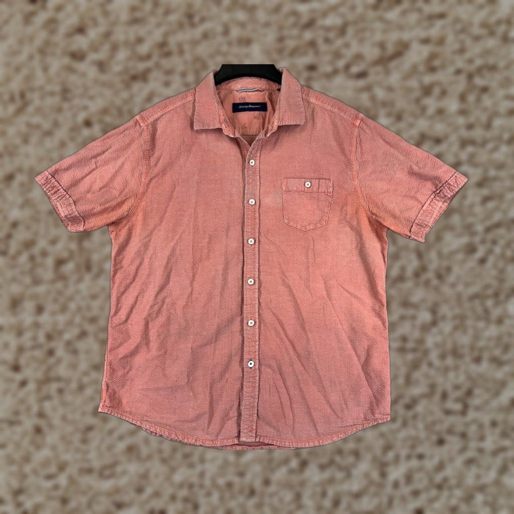 Tommy Bahama Tommy Bahama Shirt Men Large Pink Seersucker Button-Up Pocket Short Sleeve" Size US L / EU 52-54 / 3 - 1 Thumbnail