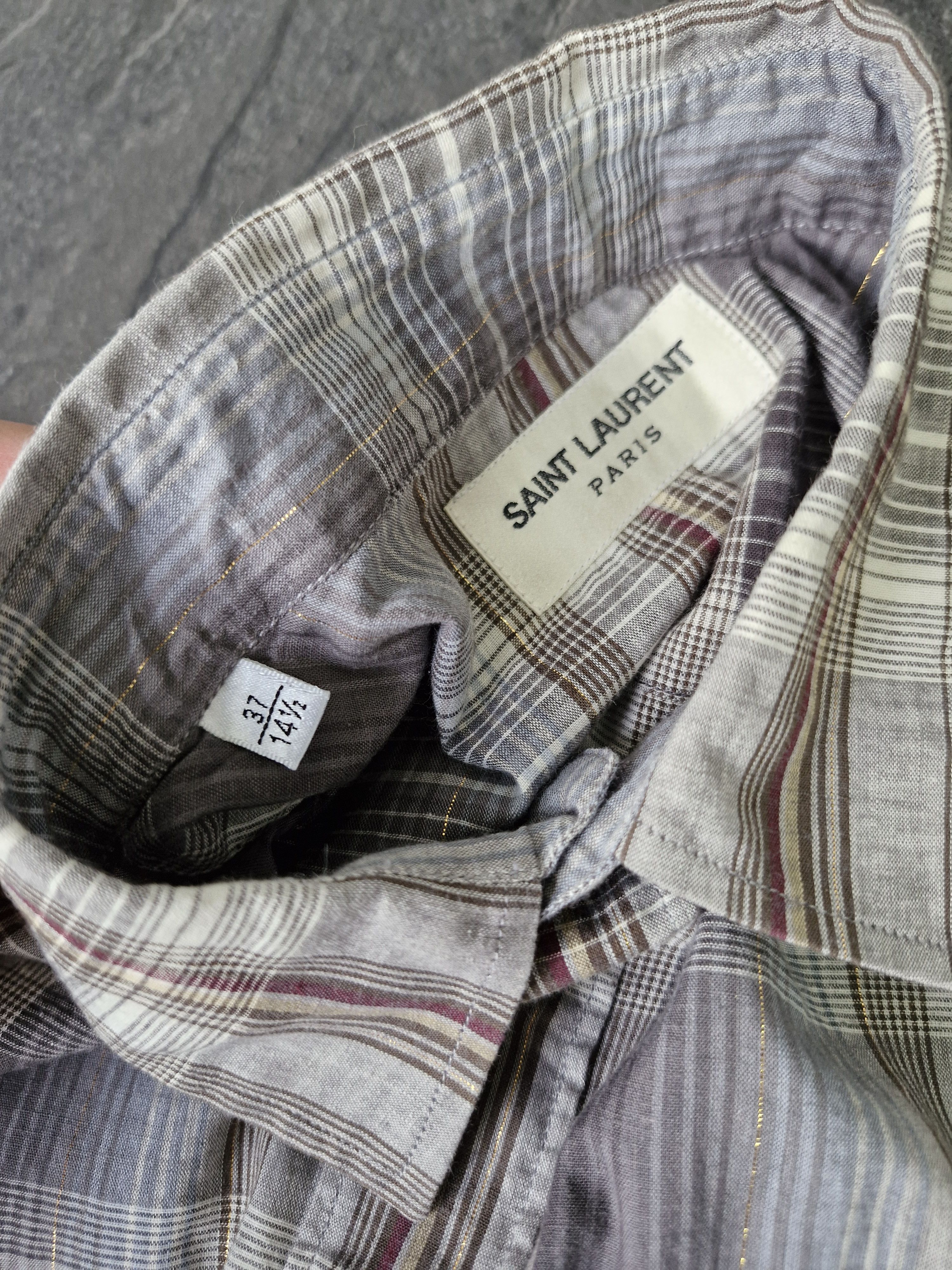 Saint Laurent Paris SS15 Grey Blue Plaid Flannel Shirt Size US S / EU 44-46 / 1 - 6 Thumbnail