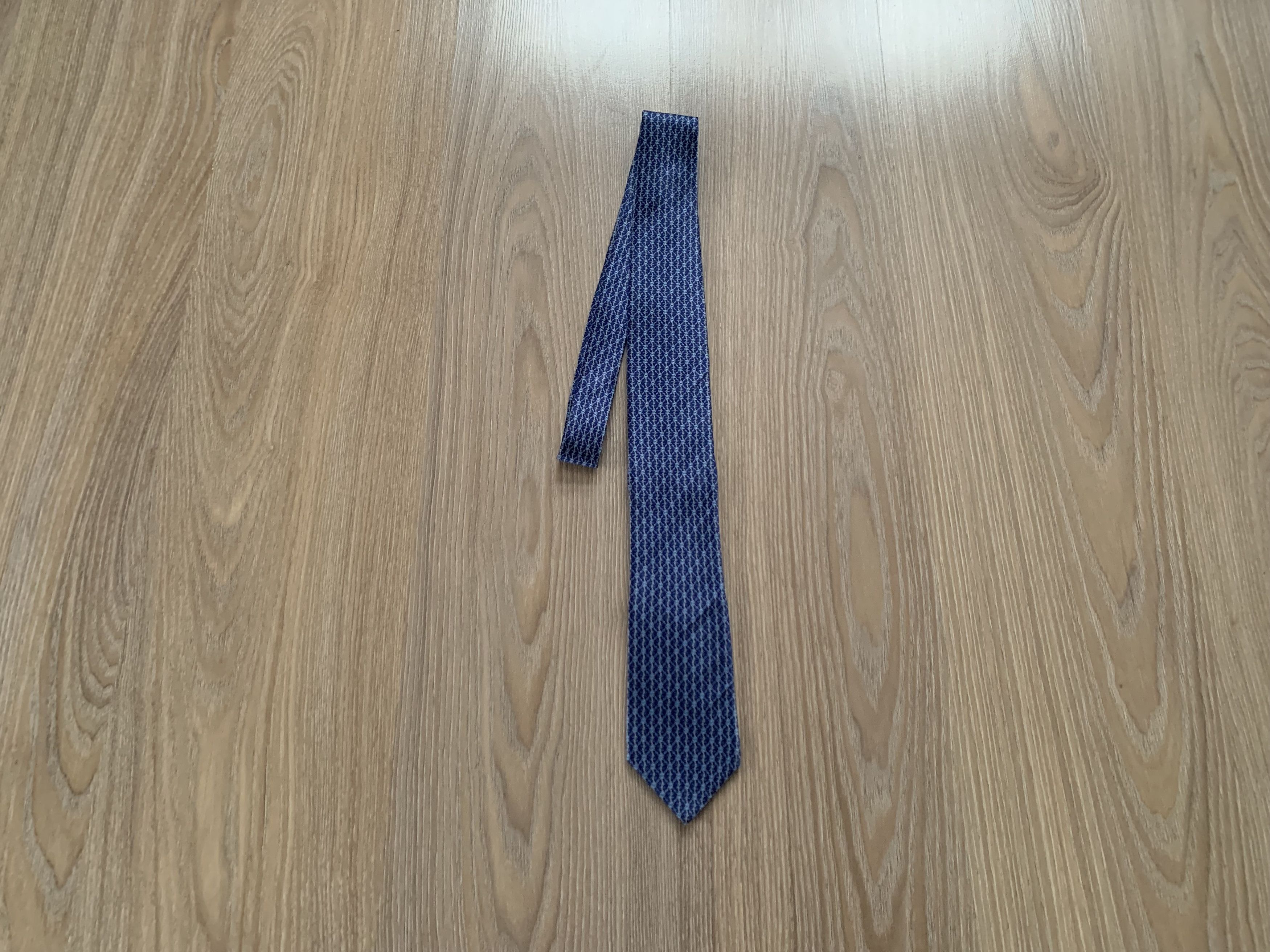 Lanvin Paris Vintage Blue Patterned Silk Tie