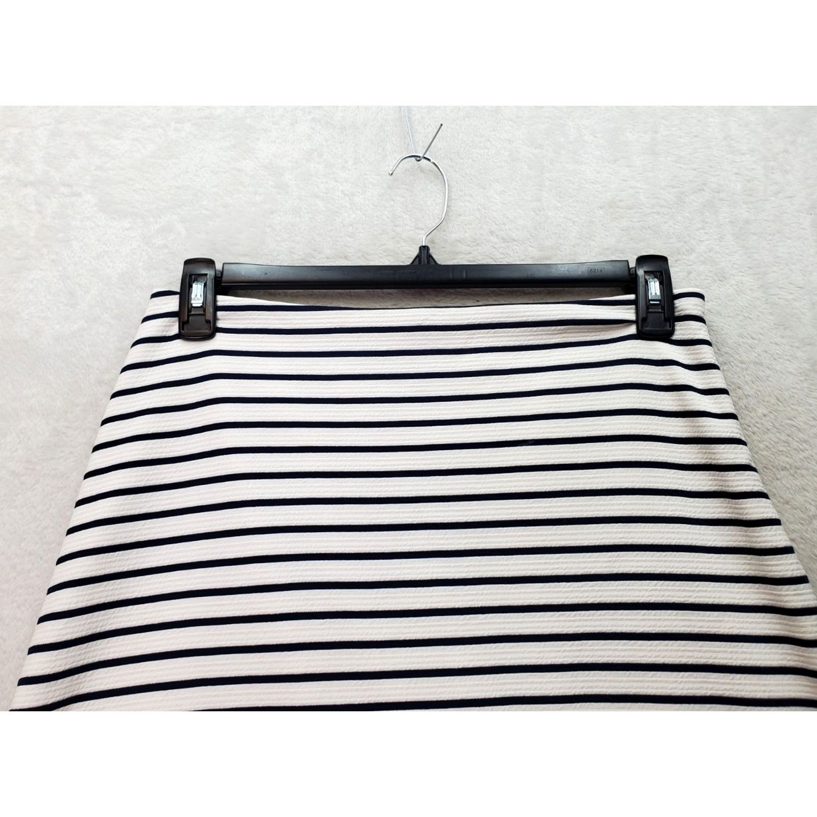 AQUA Aqua Skirt Womens XL Navy Striped Seersucker Lined Side Zipper A-Line Short Modern Size 40" / US 18 - 4 Thumbnail