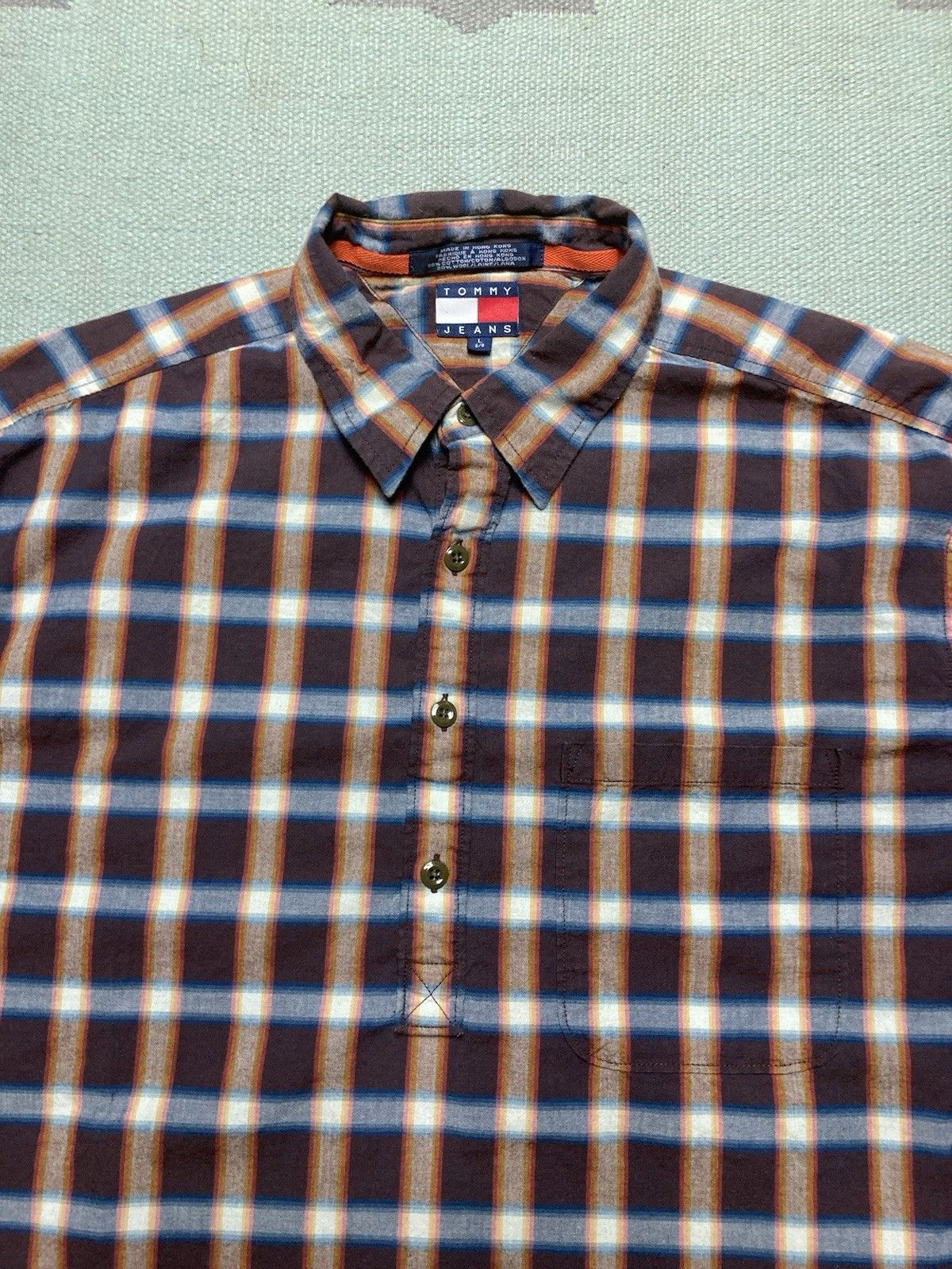 Tommy Hilfiger × Vintage Tommy Hilfiger button shirt pullover shadow plaid mens large Size US L / EU 52-54 / 3 - 3 Thumbnail