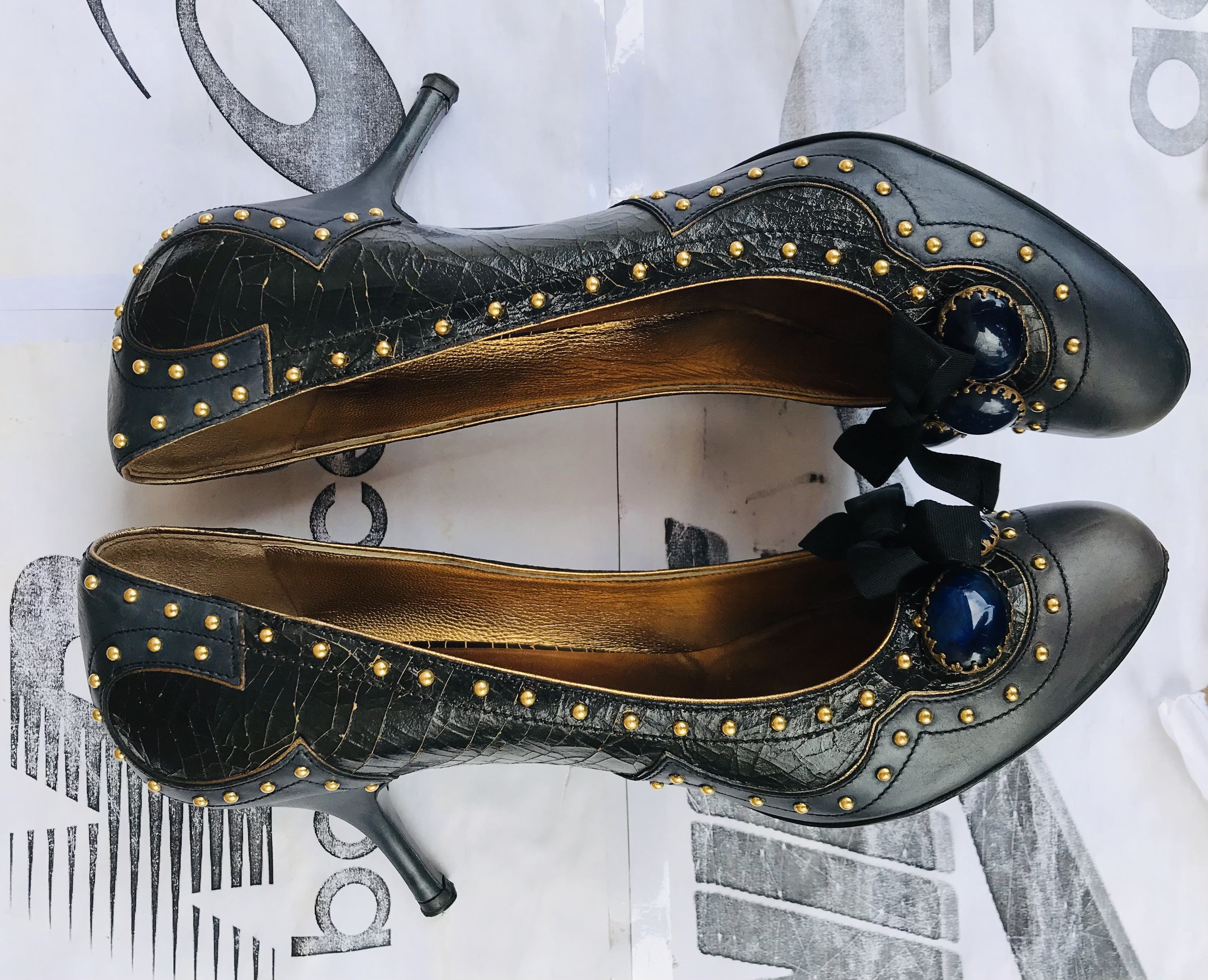 Miu Miu Miu Miu Ribbon Studded Heels Pump 80 mm Toe Leather Size US 9 / IT 39 - 9 Thumbnail