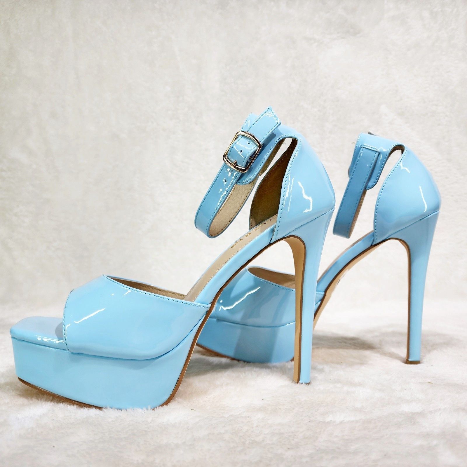 Other Jessica Baby Blue Patent Platform Stiletto High Heels Shoes Size US 7 / IT 37 - 2 Thumbnail