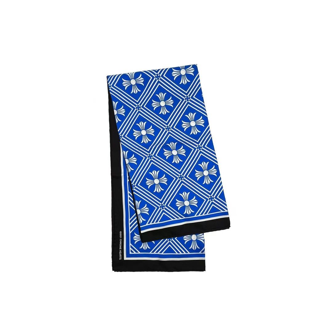 Chrome Hearts Chrome Hearts Blue Cross Silk Scarf Size ONE SIZE - 1 Thumbnail