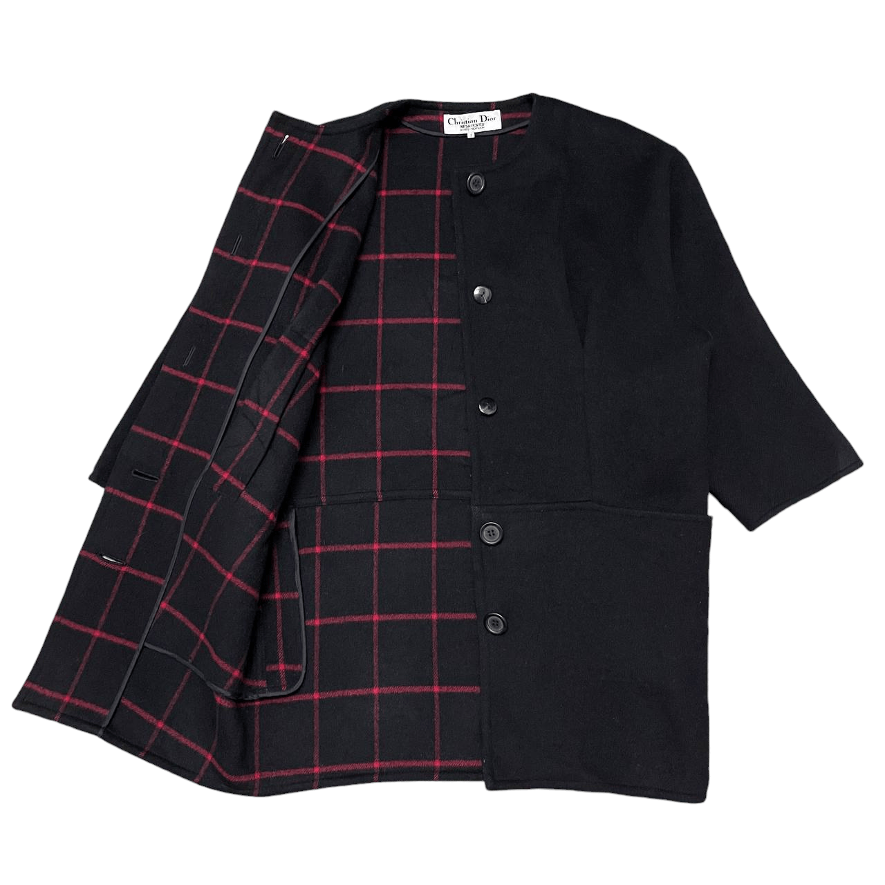 Christian Dior Monsieur Vintage Christian Dior Wool Plaid Coat Collarless Size US M / EU 48-50 / 2 - 1 Thumbnail