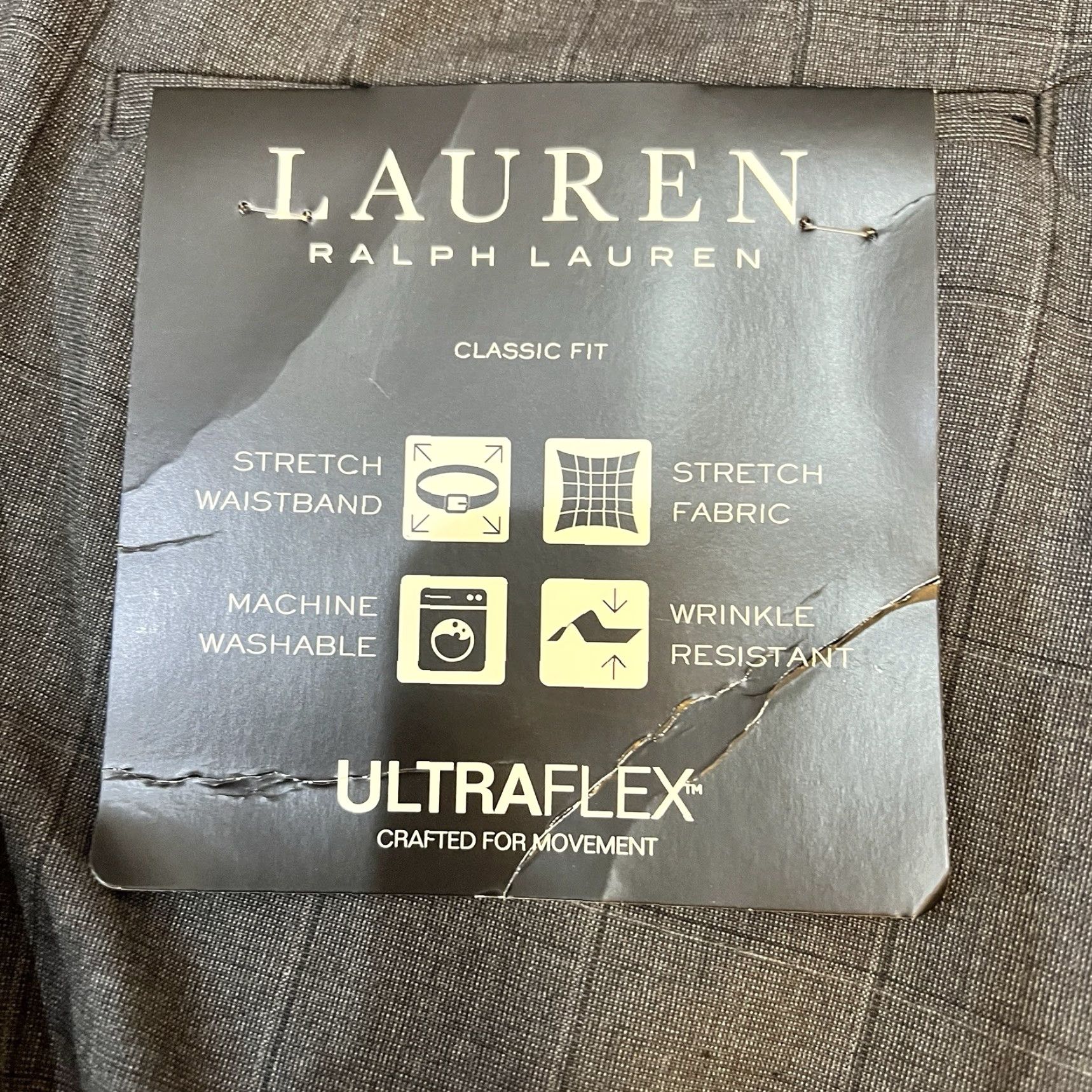 Ralph Lauren Ralph Lauren Men's Classic-Fit UltraFlex Stretch Flat Front Pants 42x30 Gray Slim/Regular? No, keep original data. Size US 42 / EU 58 - 4 Thumbnail