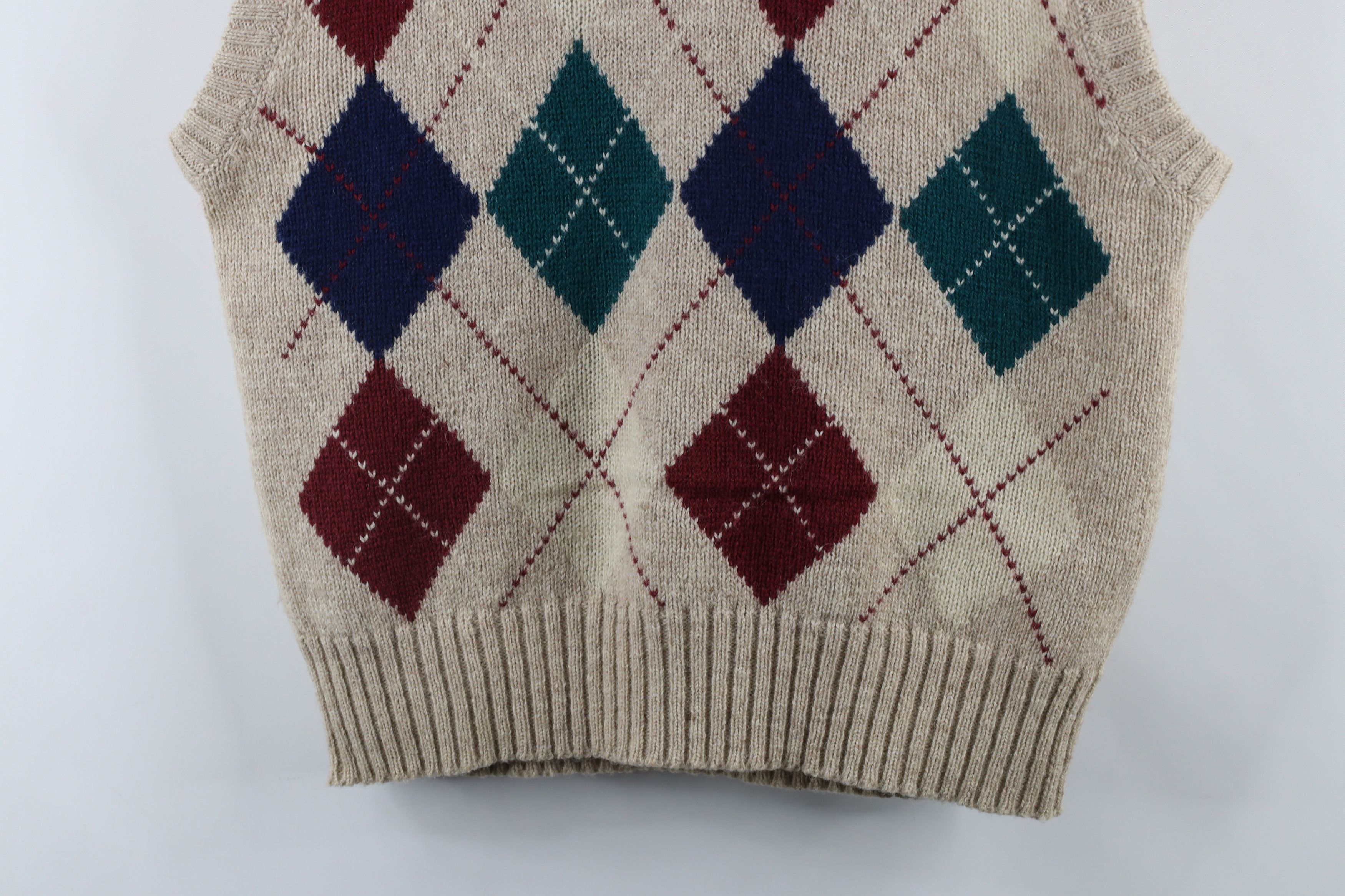 Vintage Vintage 70s Streetwear Knit Argyle Diamond Sweater Vest Size US XL / EU 56 / 4 - 3 Thumbnail