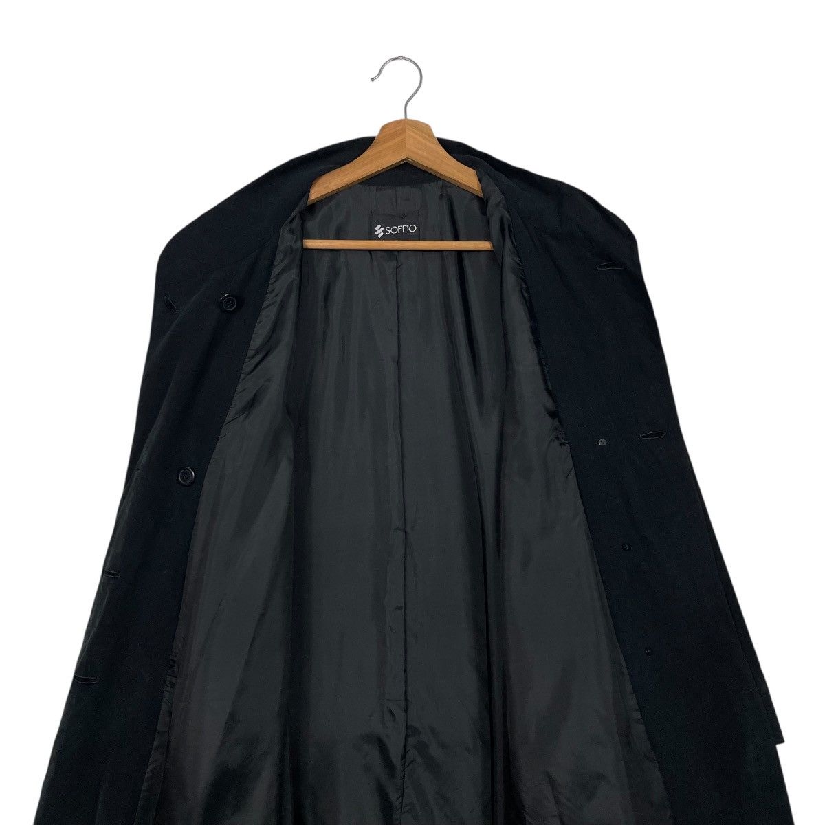 Japanese Brand Soffio Black Double Breasted Coat Size L / US 10 / IT 46 - 13 Thumbnail